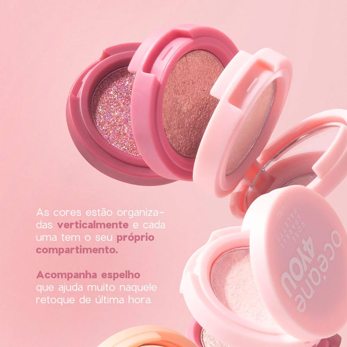 Kit Oceane 4you Sombra Rose Sparkle Caneta Delineadora Color Neon Pink (2 produtos) Multicores 3