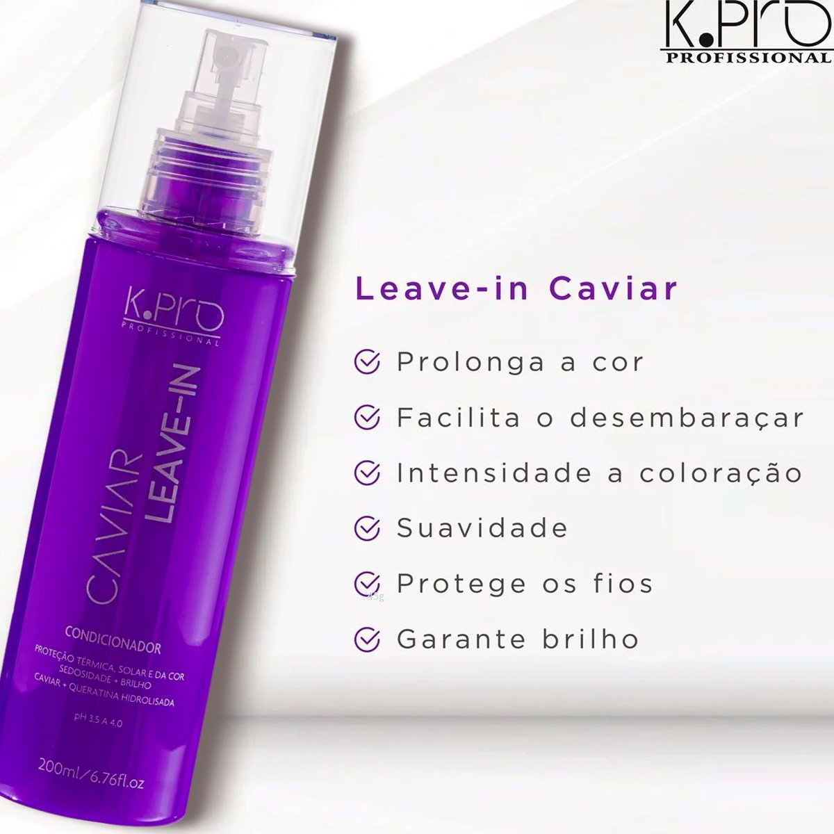Kit K.Pro Professional Caviar Color Shampoo Condicionador Spray Leave-in e Tratamento Reconstrutor (4 produtos) ÚNICO 3