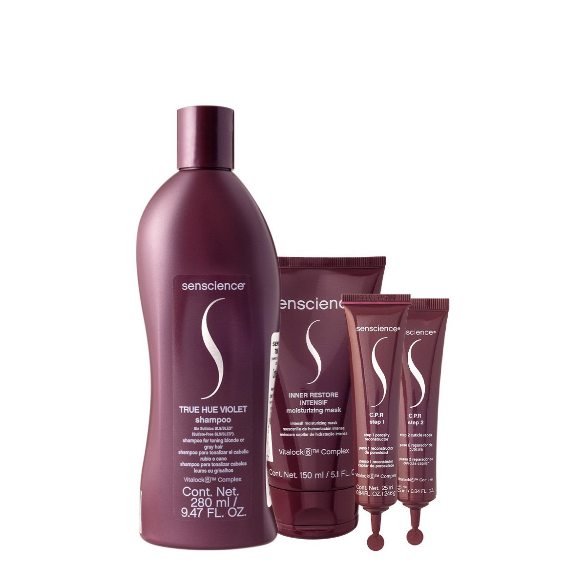 Senscience True Hue Violet Shampoo Mascara Intensif e C.P.R. (3 produtos)