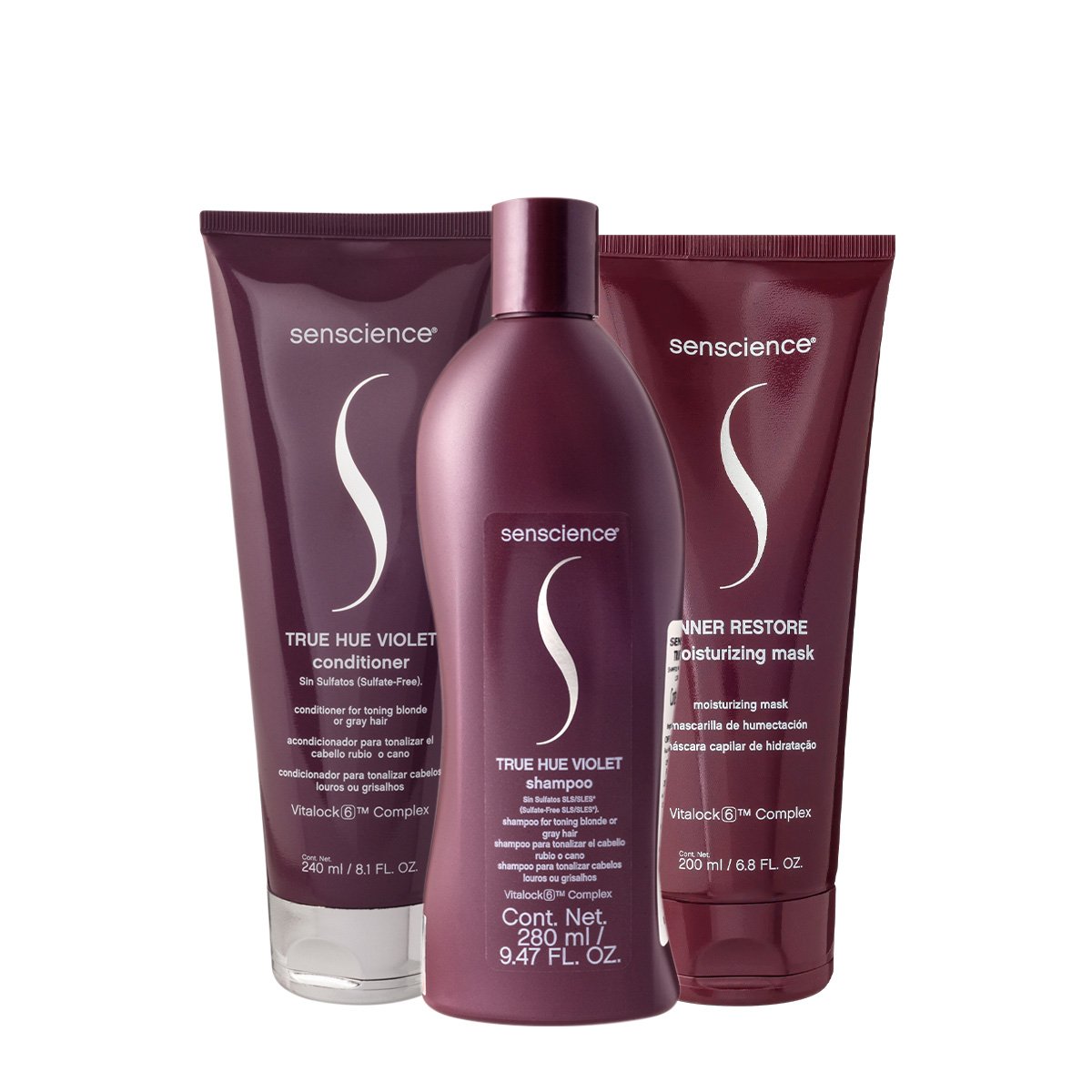 Senscience True Hue Violet Shampoo Condicionador e Mascara (3 produtos) ÚNICO 1