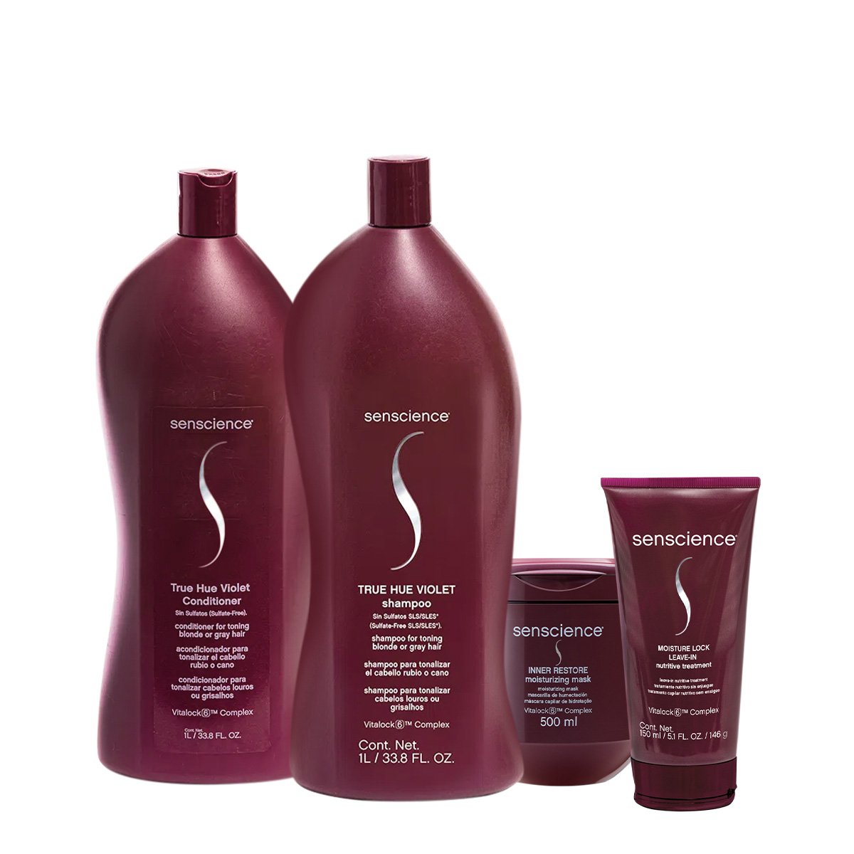 Kit Senscience True Hue Violet Shampoo Condicionador L Mascara Leave-in (4 produtos) ÚNICO 1