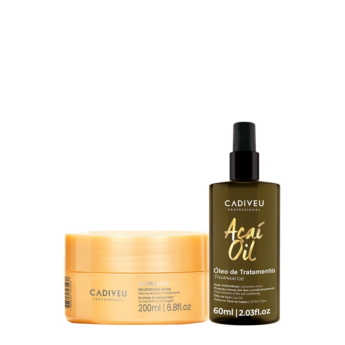 Kit Cadiveu Professional Nutri Glow Mascara e Acai Oil 60 (2 produtos) Amarelo 2