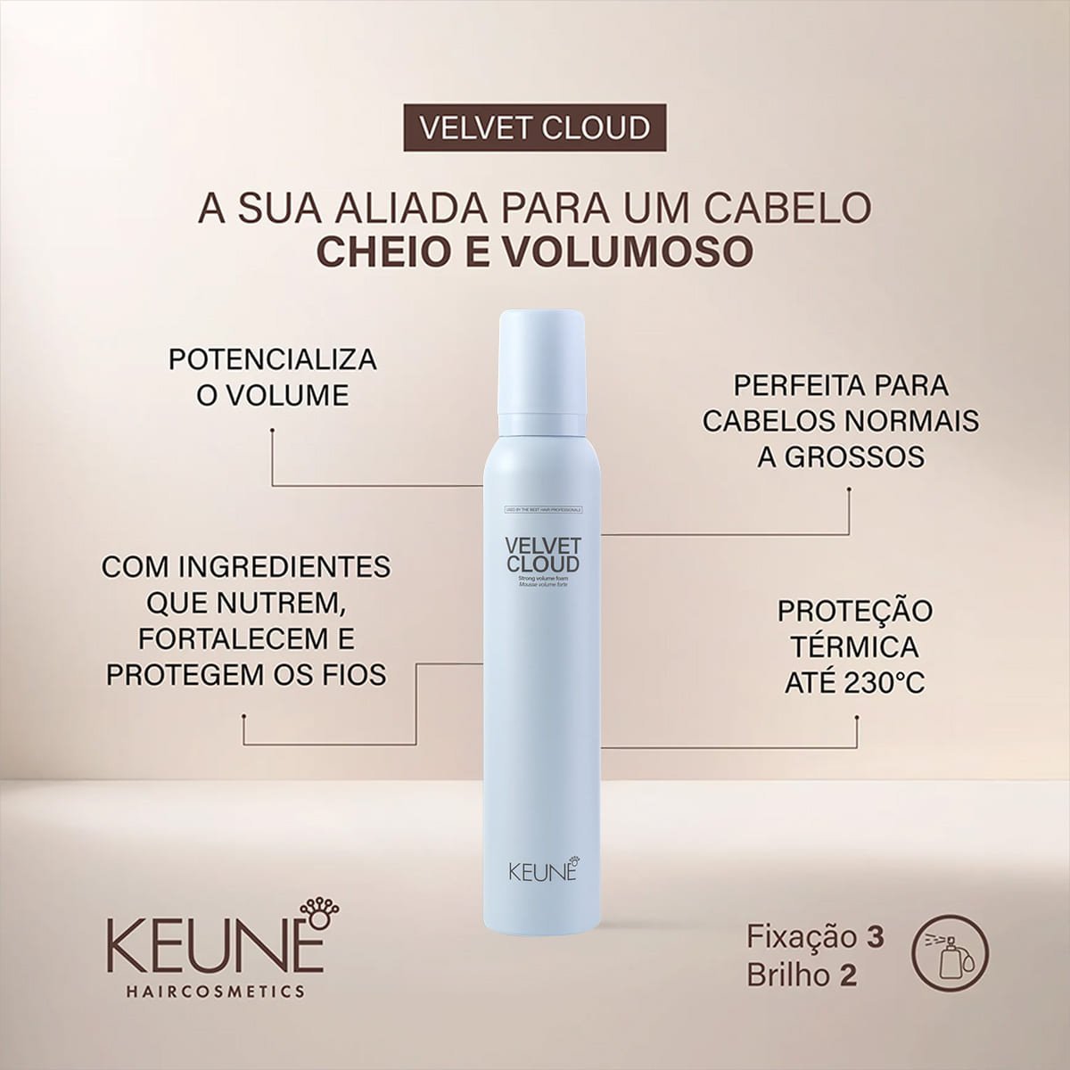 Keune Style Velvet Cloud - Mousse Volumador 200ml 200ml 3