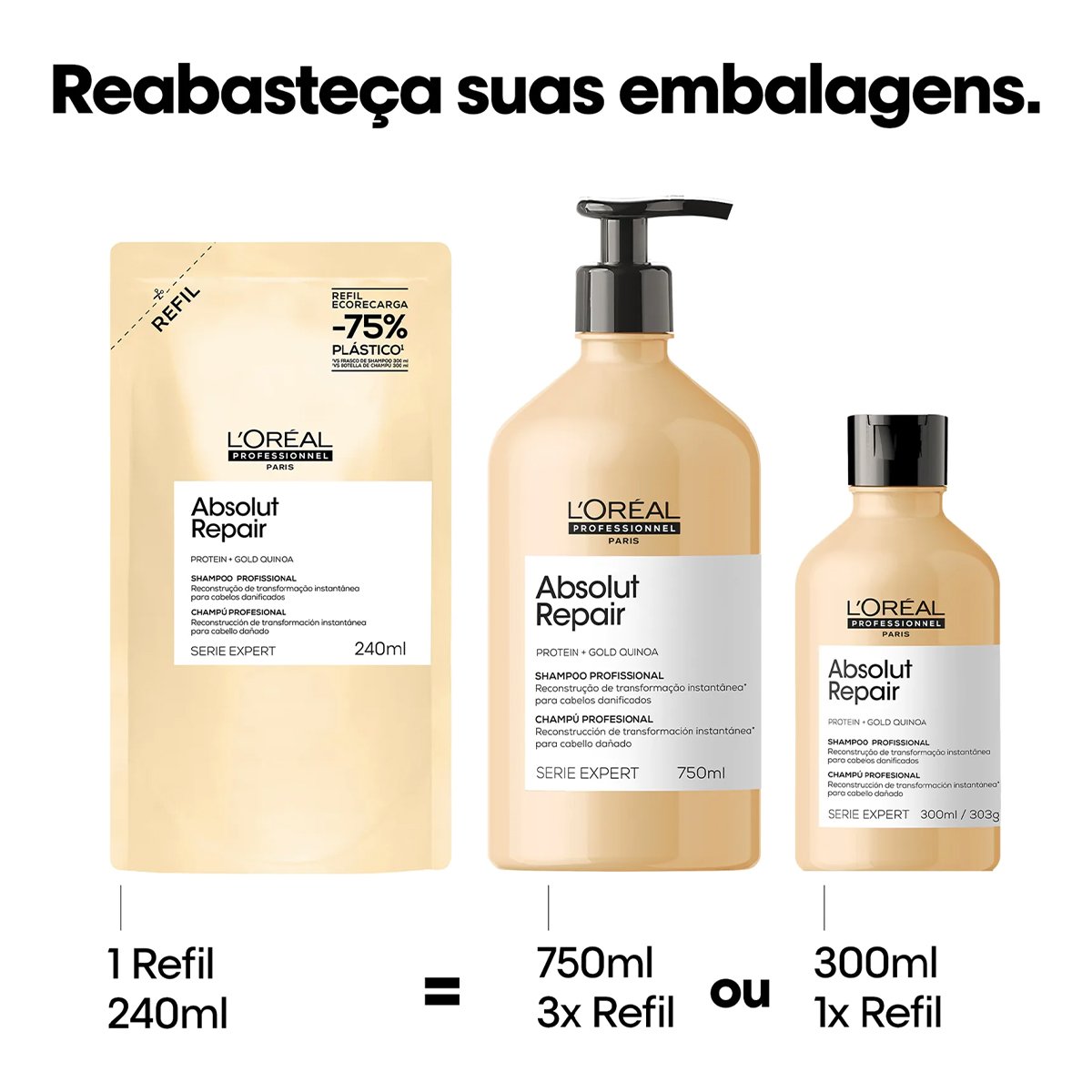LOreal Professionnel Absolut Repair Gold Refil - Shampoo 240ml 240ml 5