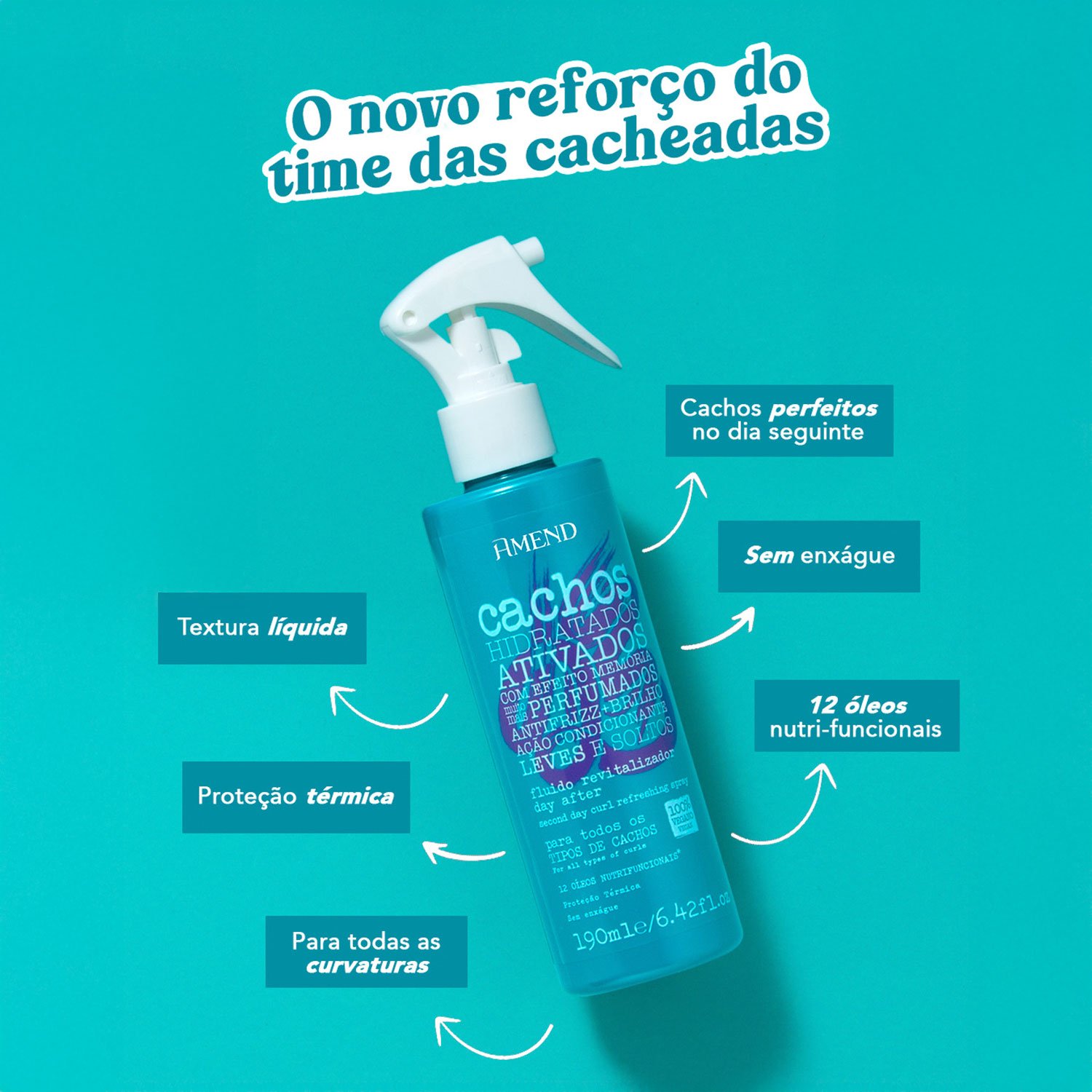 Amend Cachos Hidratados - Ativador de Cachos 190ml 190ml 3