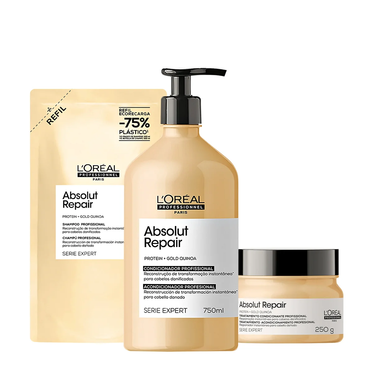 Kit LOreal Professionnel Absolut Repair Gold Home Care Refil (3 produtos)