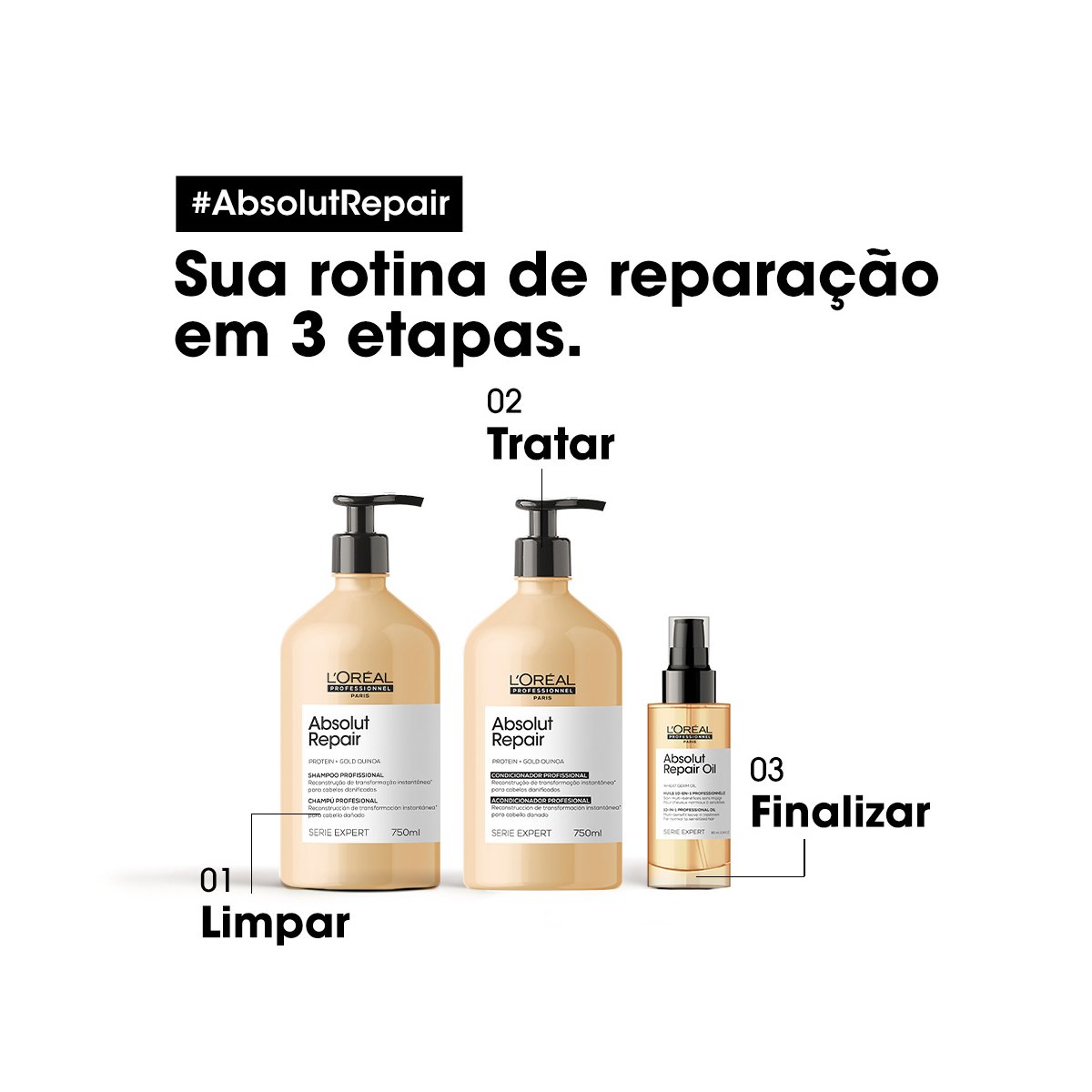 Kit LOreal Professionnel Absolut Repair Gold Duo 750 (2 produtos) ÚNICO 3