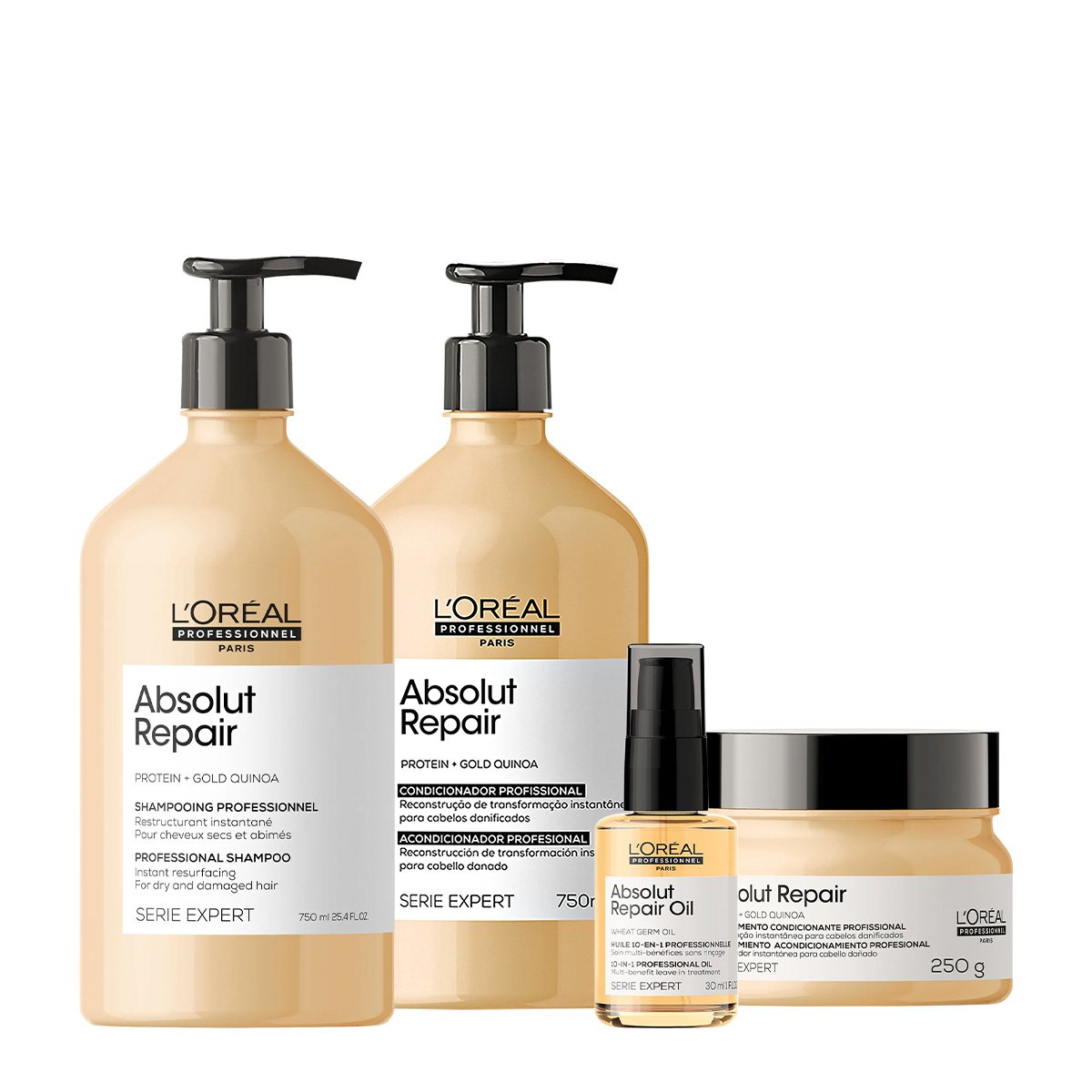 Kit LOreal Professionnel Absolut Repair Gold Home Care Oil 30 (4 produtos)