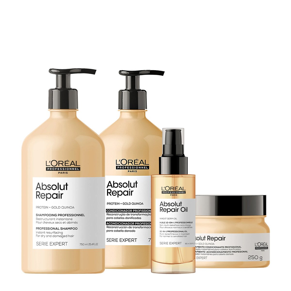 Kit LOreal Professionnel Absolut Repair Gold Home Care Oil 90 (4 produtos)
