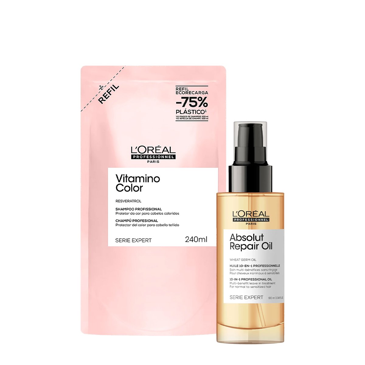 Kit LOreal Professionnel Vitamino Color Repair Shampoo Refil Oil (2 produtos)