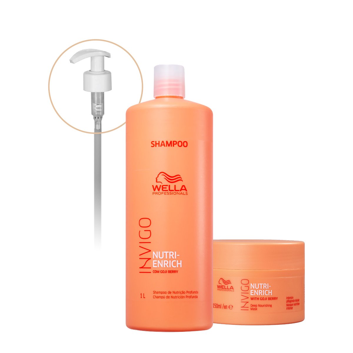 Kit Wella Professionals Nutri-Enrich Shampoo Mascara 150 Valvula Pump (3 produtos)