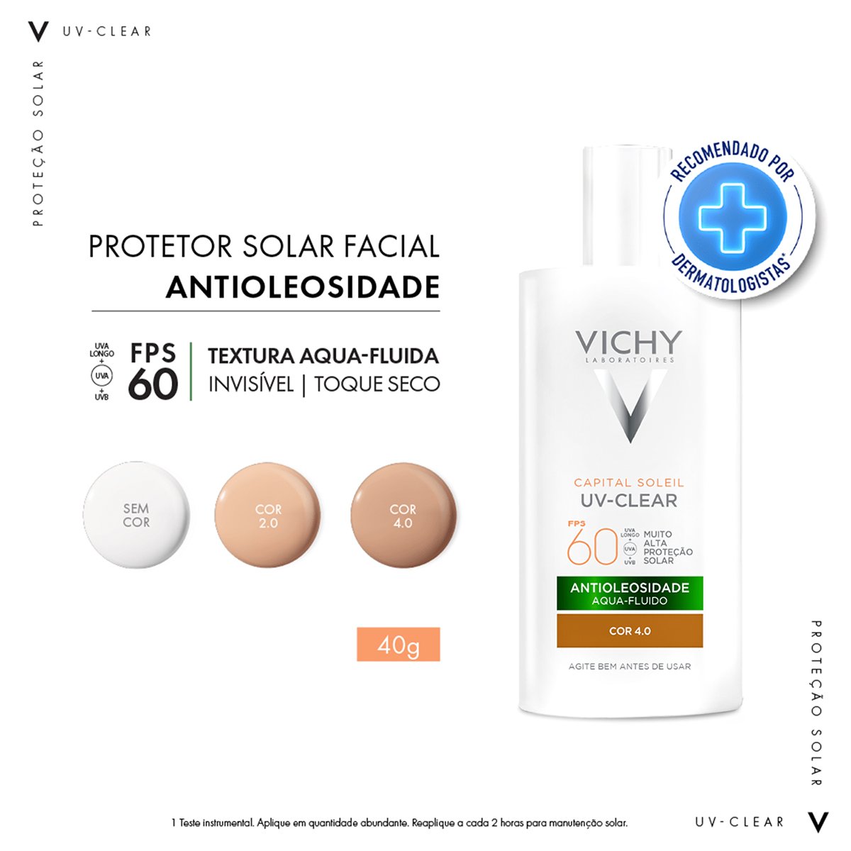 Vichy Capital Soleil UV Clear FPS60 Cor 4.0 - Protetor Solar com Cor 40g Cor 4.0 2