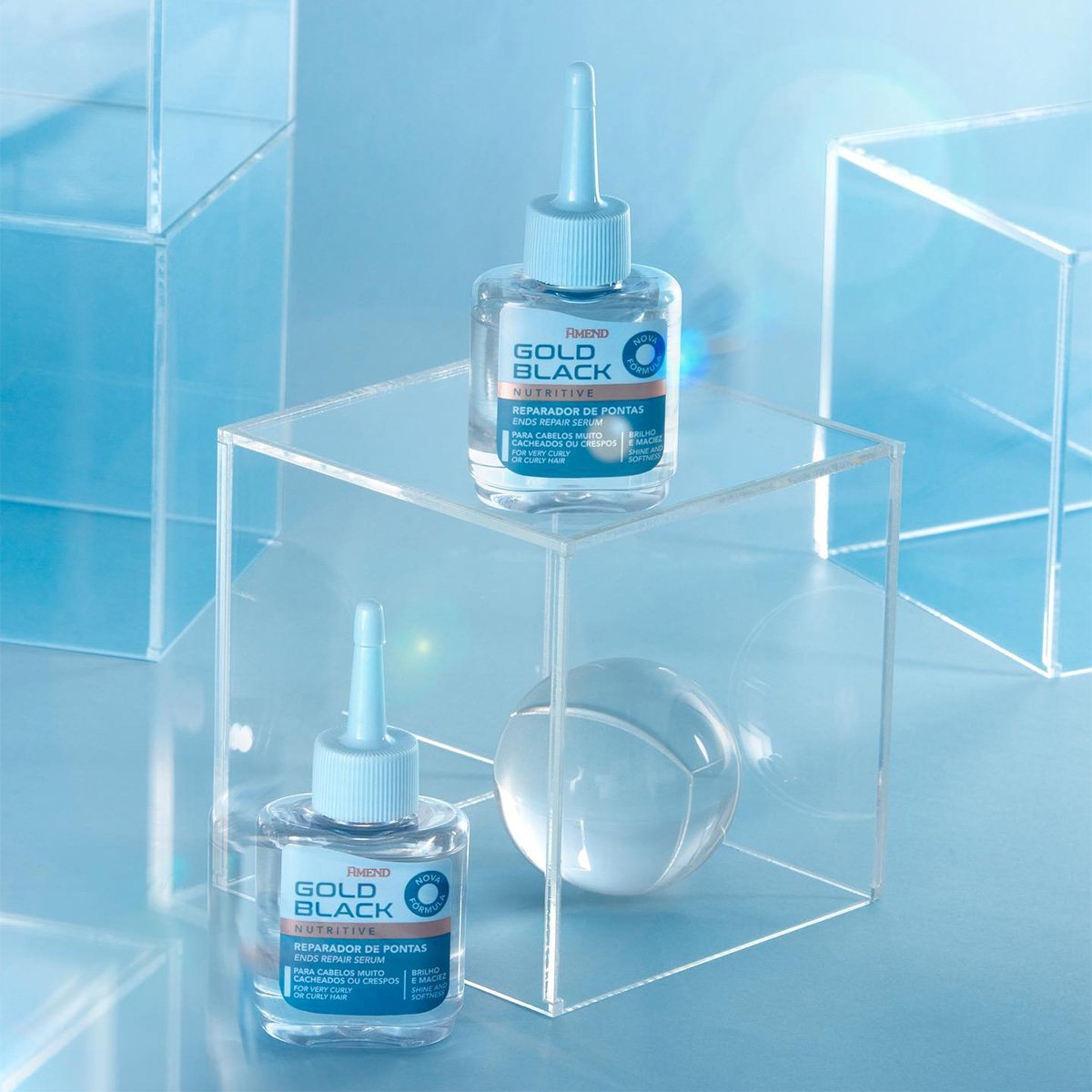 Kit Amend Seca Sem Frizz Gold Black Leave-in Reparador de Pontas (2 produtos) ÚNICO 4