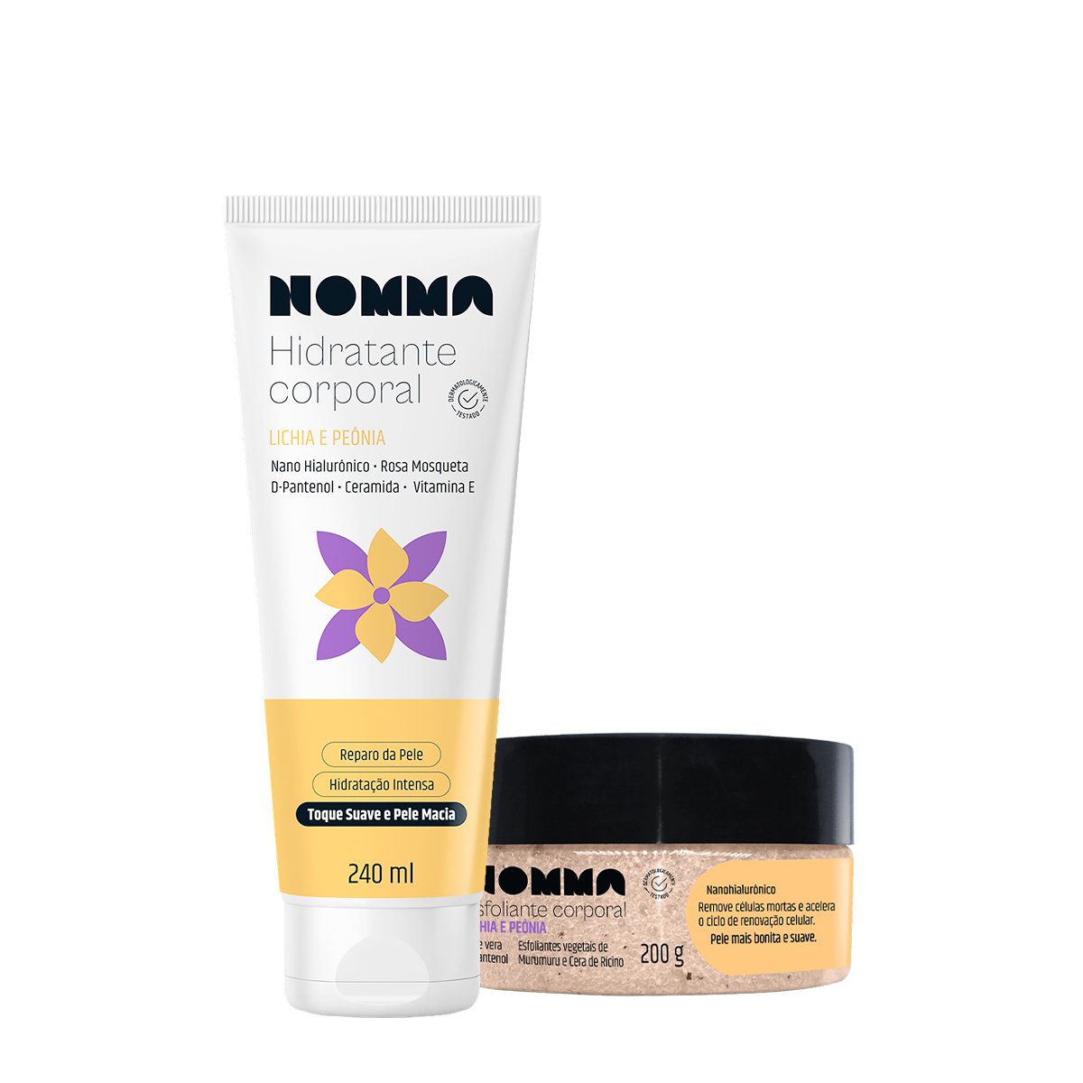 Kit Nomma Healthy Lichia e Peonia Hidratante Esfoliante Corporal (2 produtos)