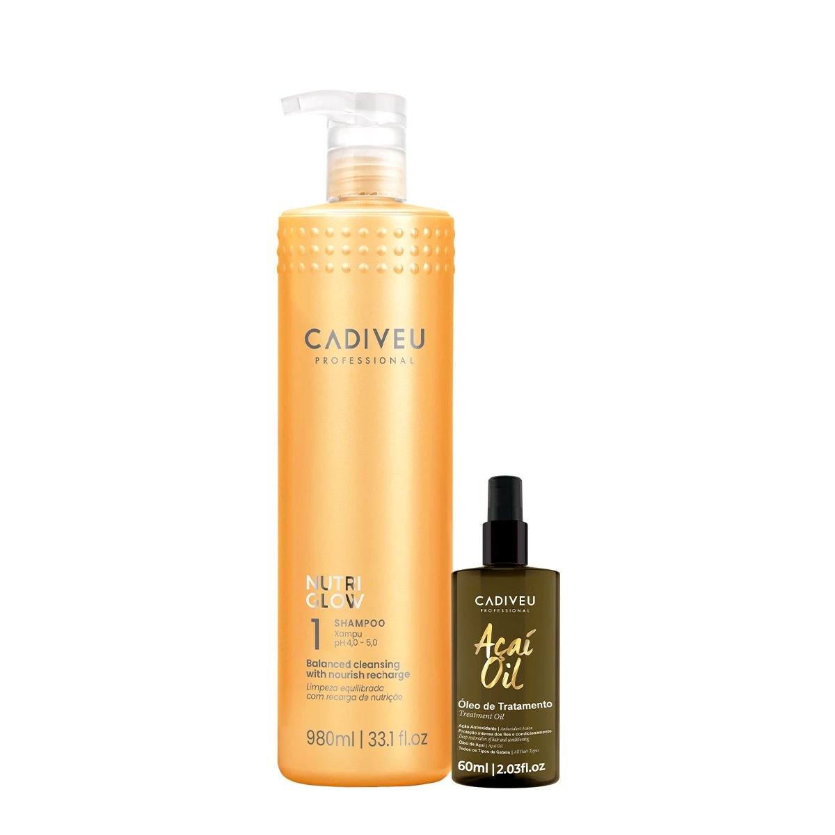 Kit Cadiveu Professional Nutri Glow  Shampoo G e Acai Oil 60 (2 produtos)