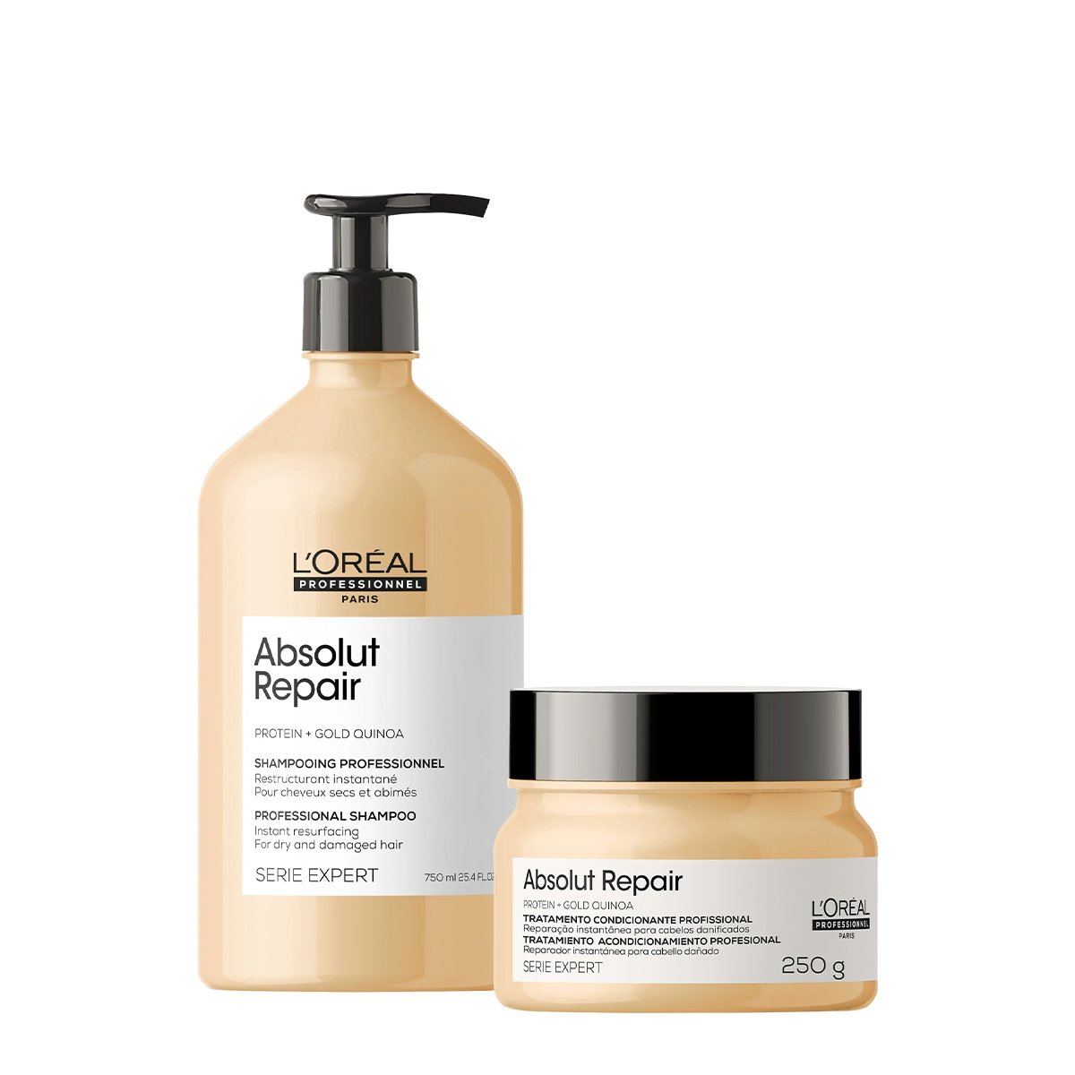 Kit LOreal Professionnel Absolut Repair Gold Shampoo 750 Mascara (2 produtos)