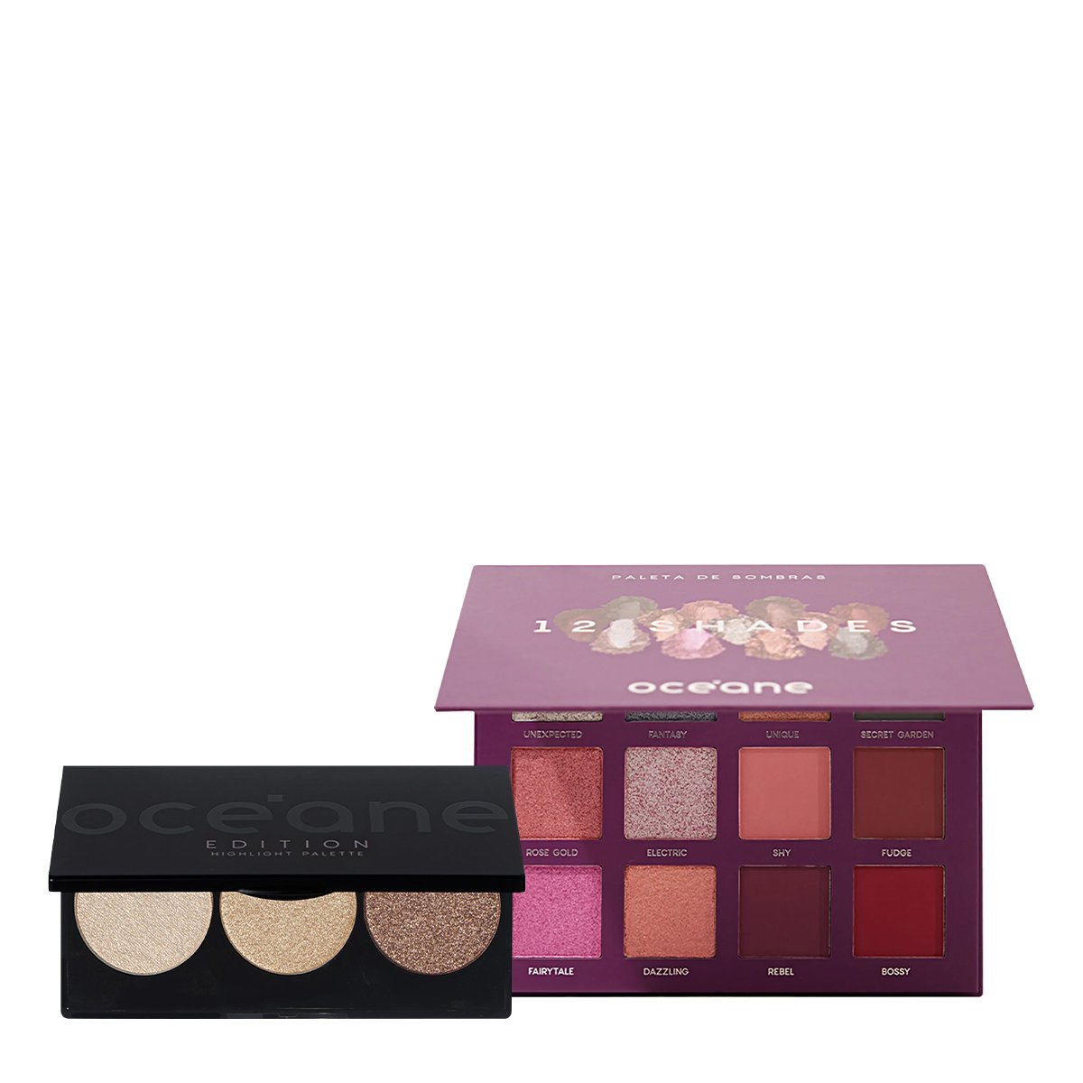 Kit Oceane Edition Highlight Purple 12 Shades Paleta Iluminador (2 produtos)