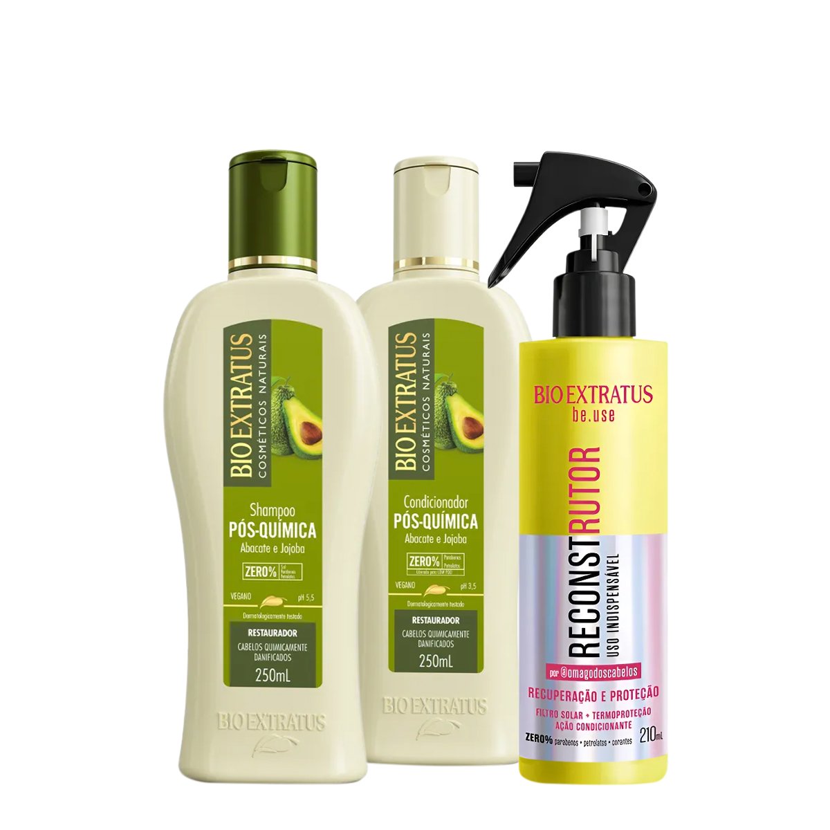 Kit Bio Extratus Be.use Reconstrutor Pos Quimica Duo Tratamento (3 produtos) ÚNICO 1