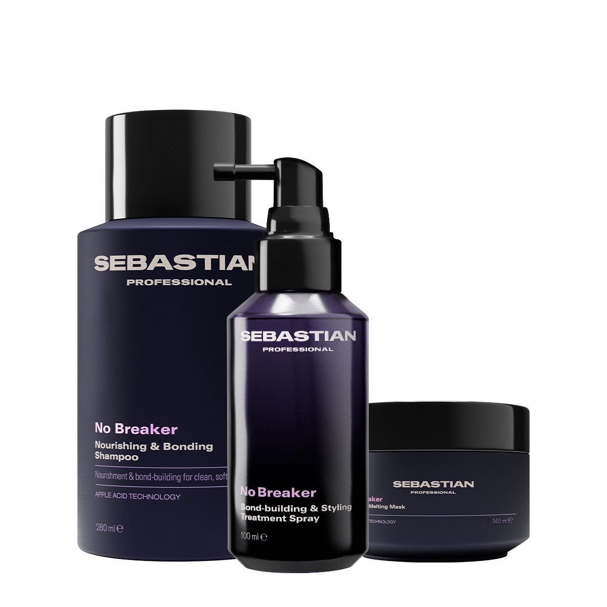Kit Sebastian Professional No Breaker Shampoo Mascara 150 Leave-in (3 produtos)