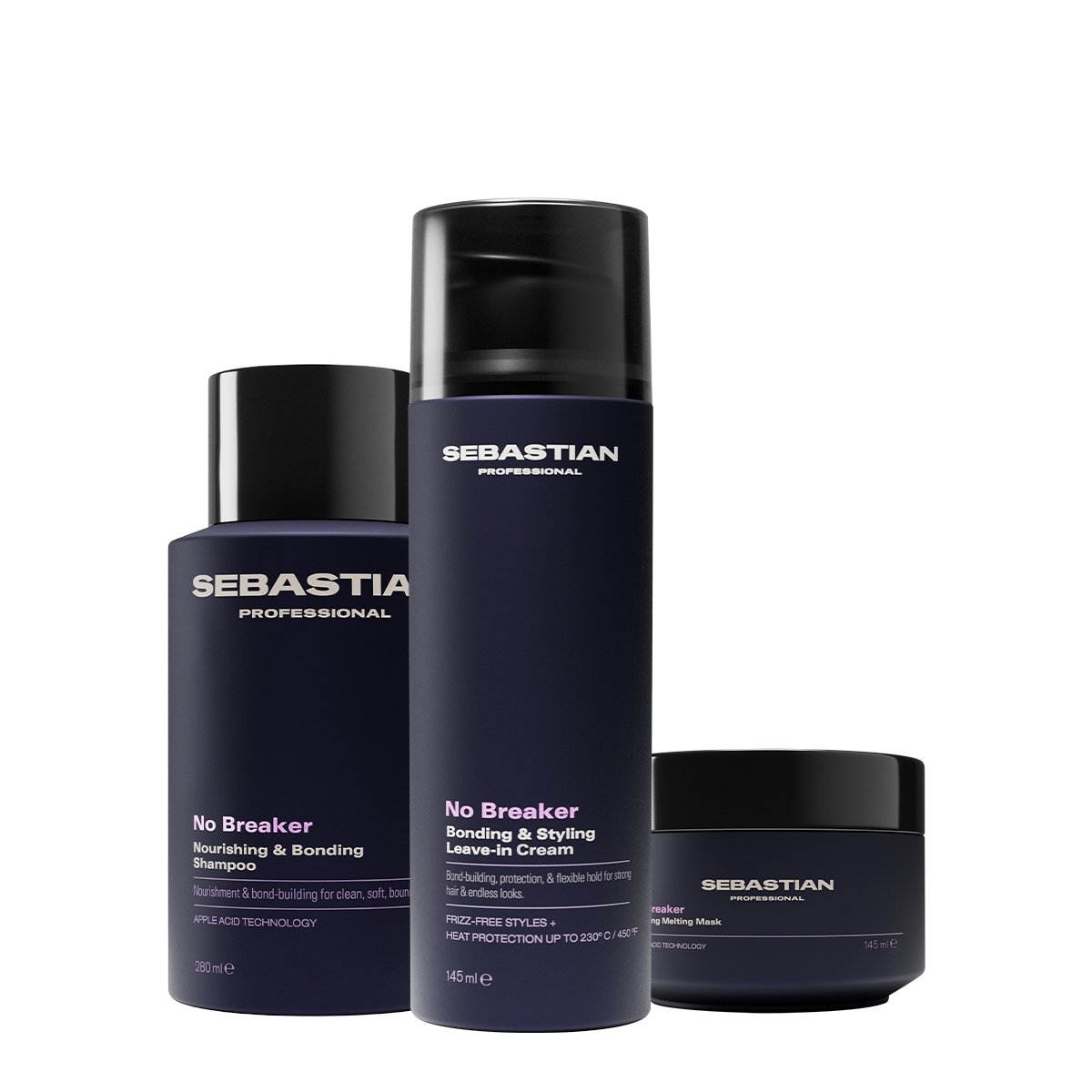 Kit Sebastian Professional No Breaker Shampoo Mascara Creme Leave-in (3 produtos)