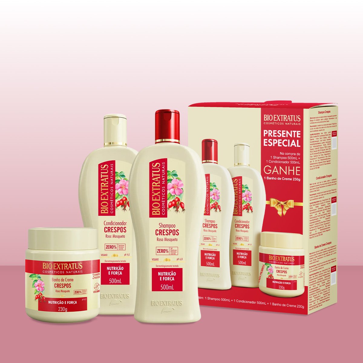 Bio Extratus Kit Crespos Rosa Mosqueta Home Care (3 produtos) ÚNICO 5