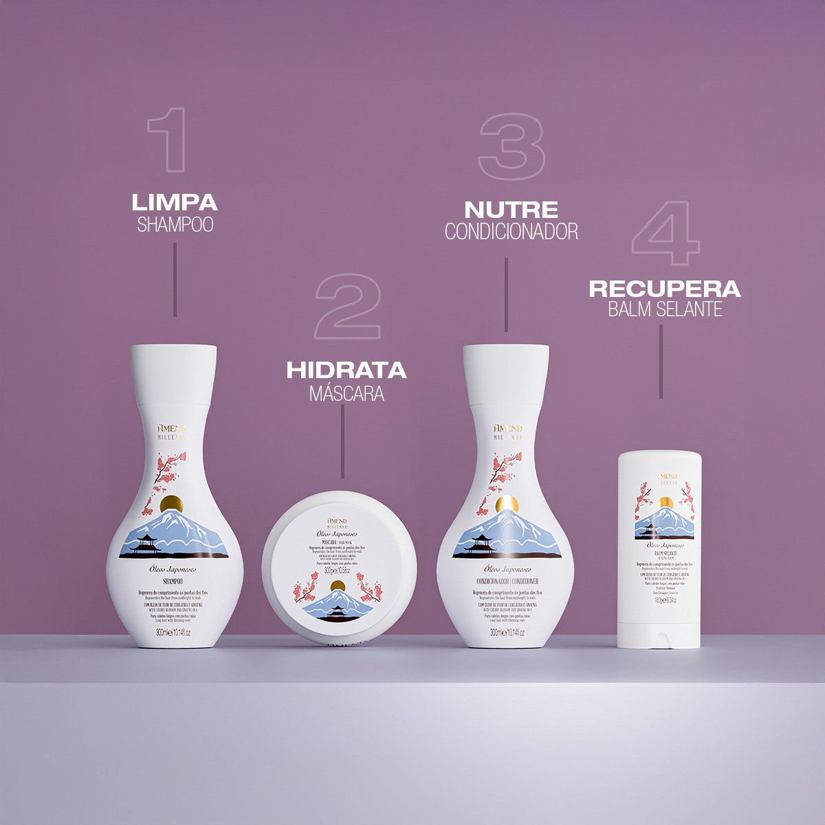 Kit Amend Millenar Oleos Japoneses Balm Shampoo Leave-in (2 produtos) ÚNICO 4