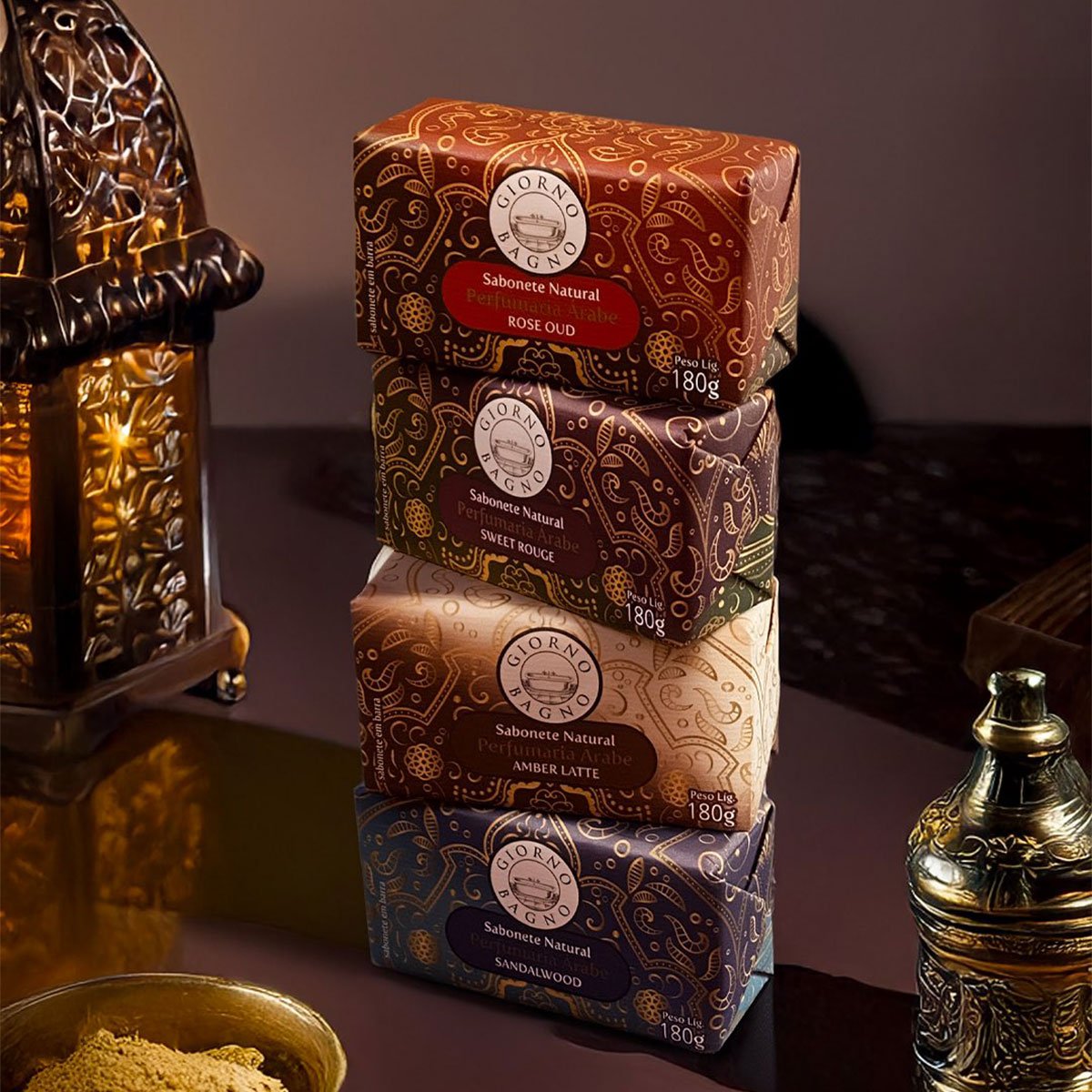 Giorno Bagno Perfumaria Arabe Rose Oud - Sabonete Natural 180g 180g 3