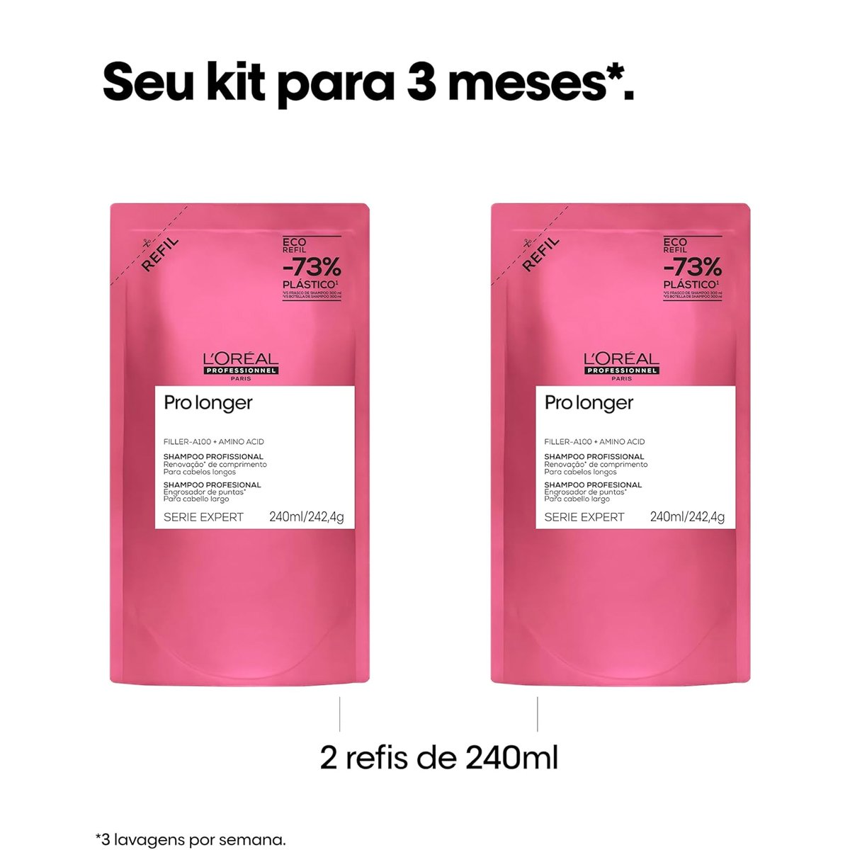 Kit LOreal Professionnel Pro Longer Refil Shampoo Extra (2 unidades) ÚNICO 5