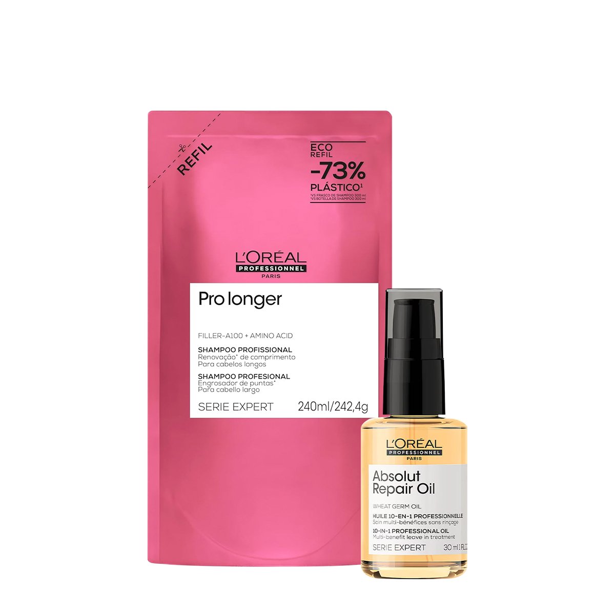 Kit LOreal Professionnel Pro Longer Repair Shampoo Refil Oil 30 (2 produtos) ÚNICO 1