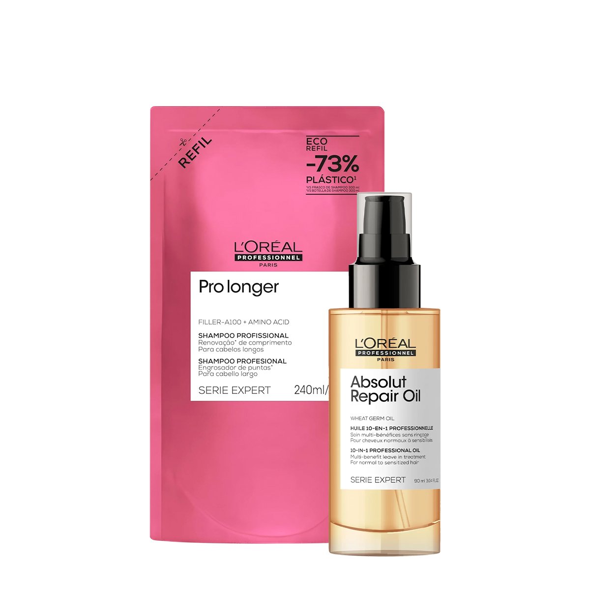 Kit LOreal Professionnel Pro Longer Repair Shampoo Refil Oil (2 produtos)