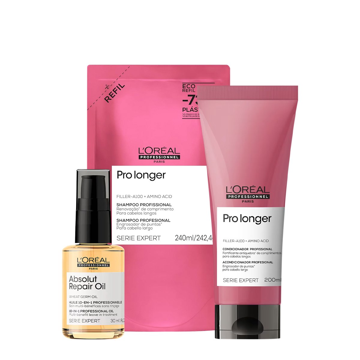 Kit LOreal Professionnel Pro Longer Duo Refil Oil (3 produtos)