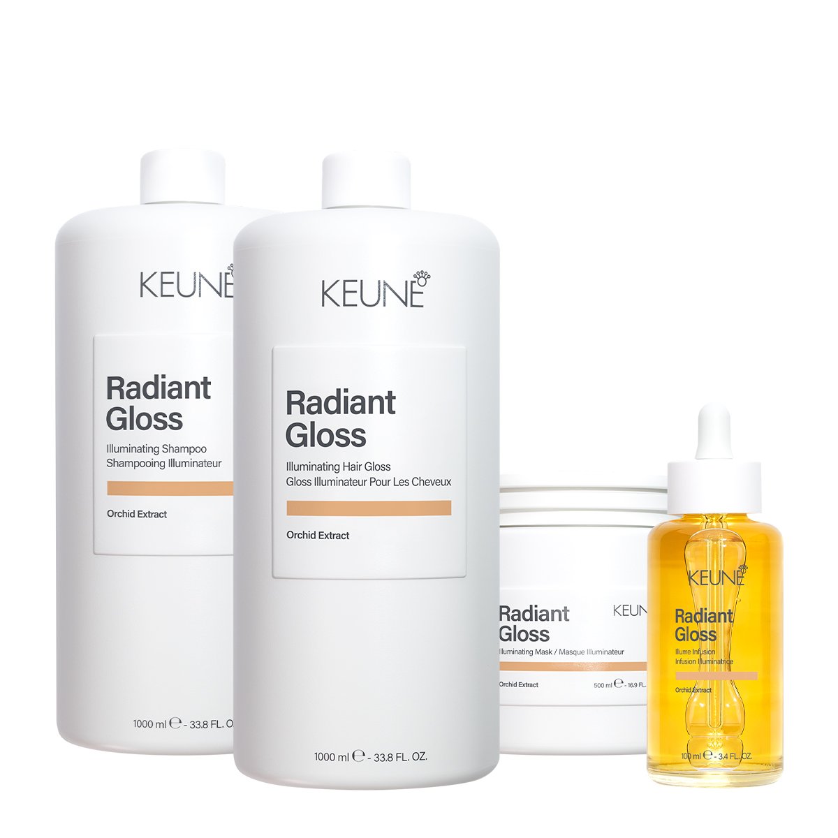 Kit Keune Radiant Gloss Salon Total Oil (4 produtos)