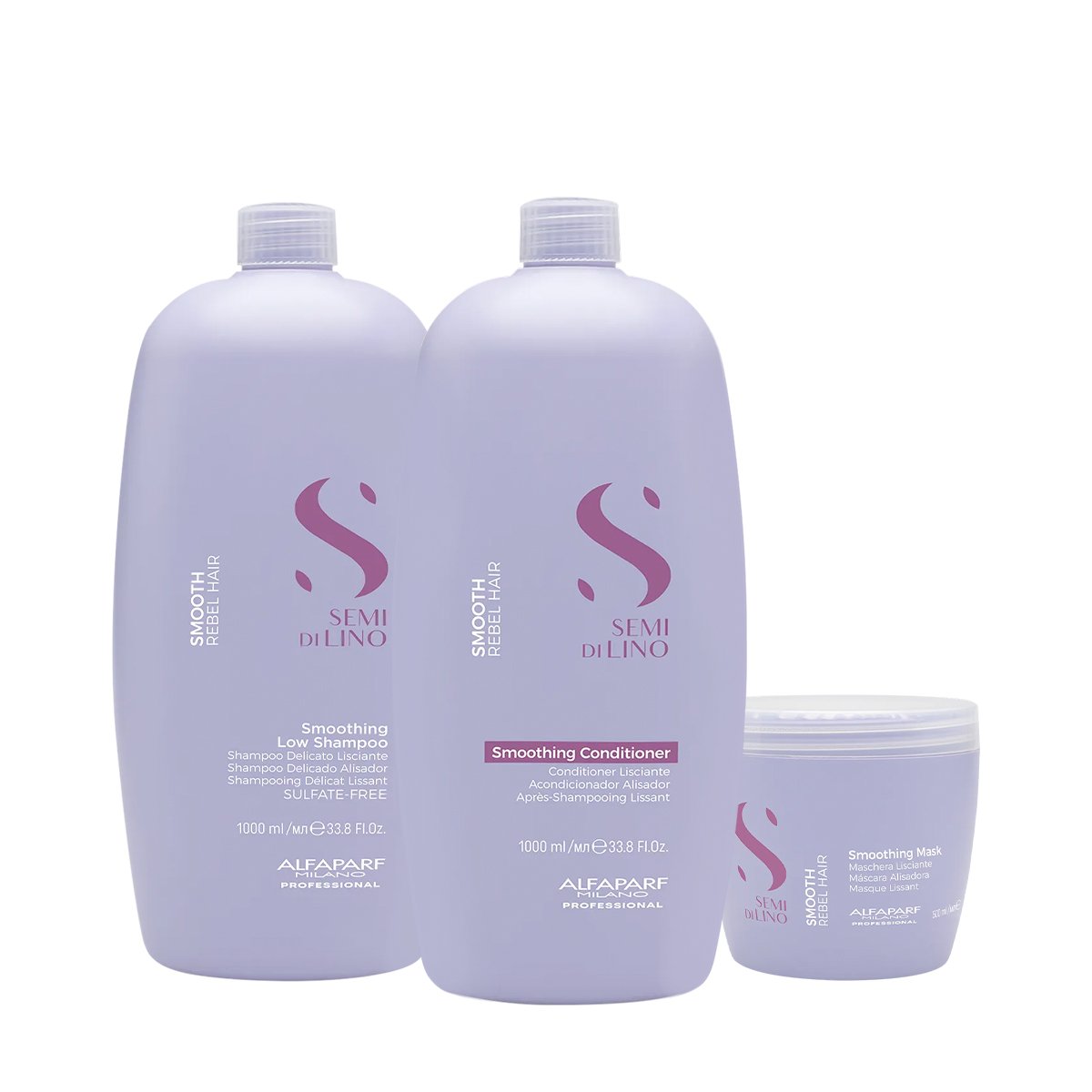 Kit Alfaparf Semi di Lino Smooth - Rotina Profissional Anti-Frizz (3 produtos) ÚNICO 2