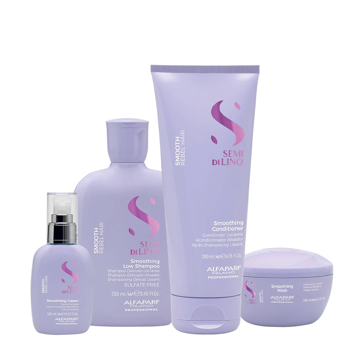 Kit Alfaparf Semi di Lino Smooth - Rotina Completa Anti-Frizz (4 produtos)