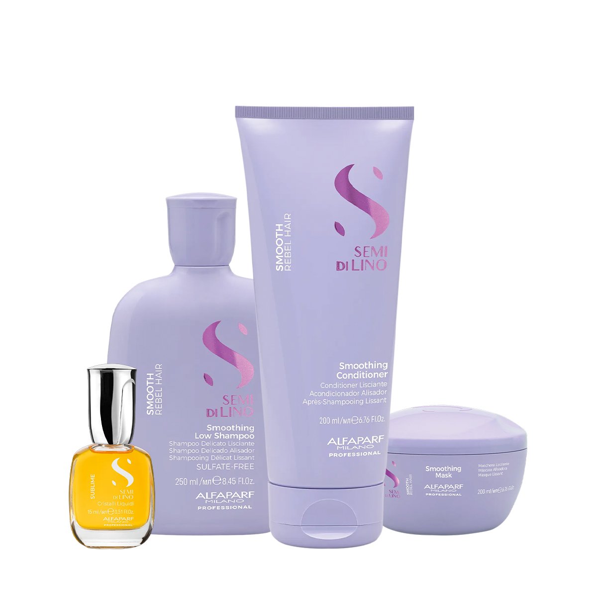Kit Alfaparf Semi di Lino Smooth e Sublime - Frizz Zero com Brilho Intenso (4 produtos)