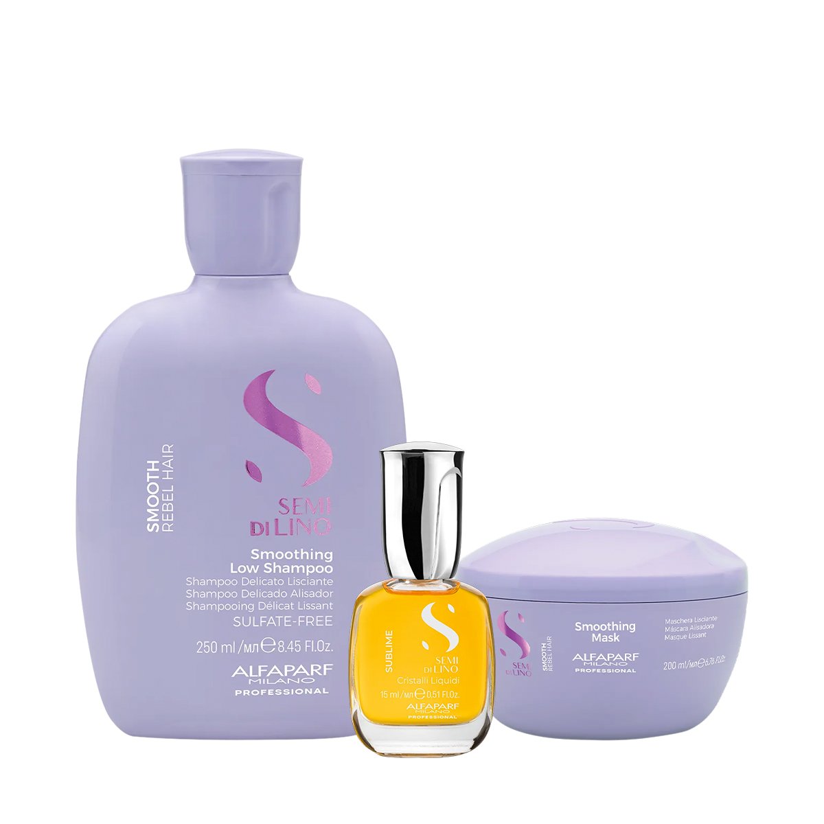 Kit Alfaparf Semi di Lino Smooth e Sublime - Tratamento e Brilho (3 produtos)