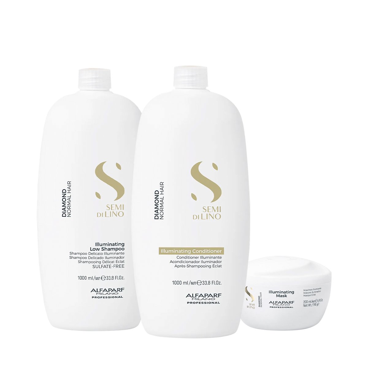 Kit Alfaparf Semi di Lino Diamond Illuminating - Maciez e Tratamento Diario (3 Produtos) ÚNICO 2