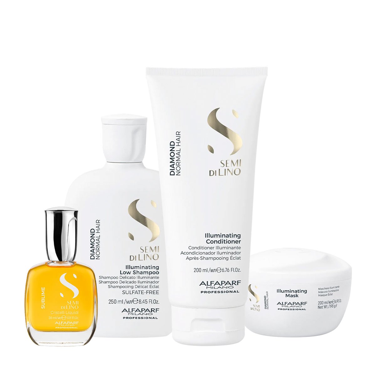Kit Alfaparf Semi di Lino Diamond Illuminating - Luminosidade e Movimento (4 produtos)
