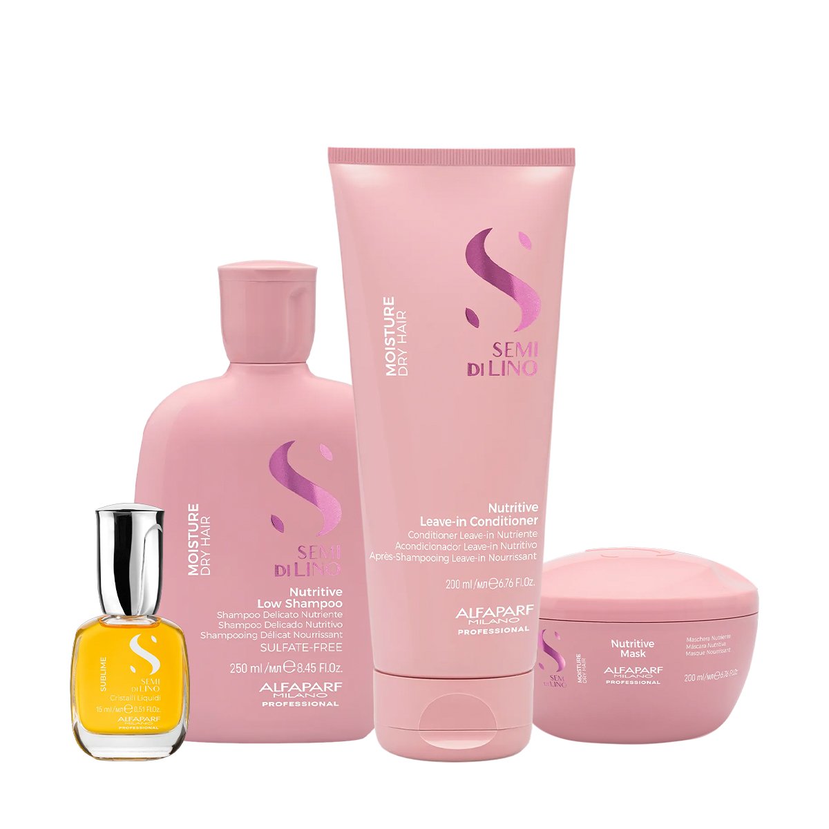 Kit Alfaparf Semi di Lino Moisture e Sublime - Rotina Premium de Nutricao (4 produtos)
