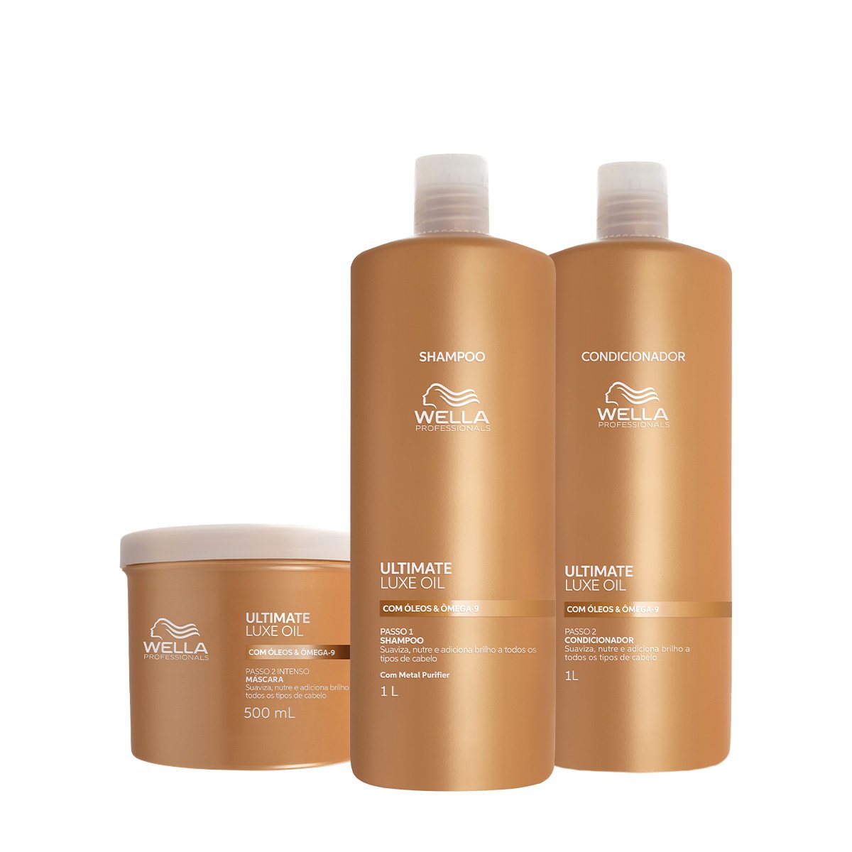 Kit Wella Professionals Ultimate Luxe Oil - Shampoo Condicionador Litro e Mask 500 (3 produtos)