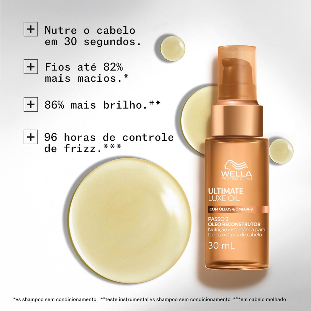 Kit Wella Professionals Ultimate Luxe Oil - Shampoo Condicionador Litro Mask 500 e Oleo (4 produtos) ÚNICO 4