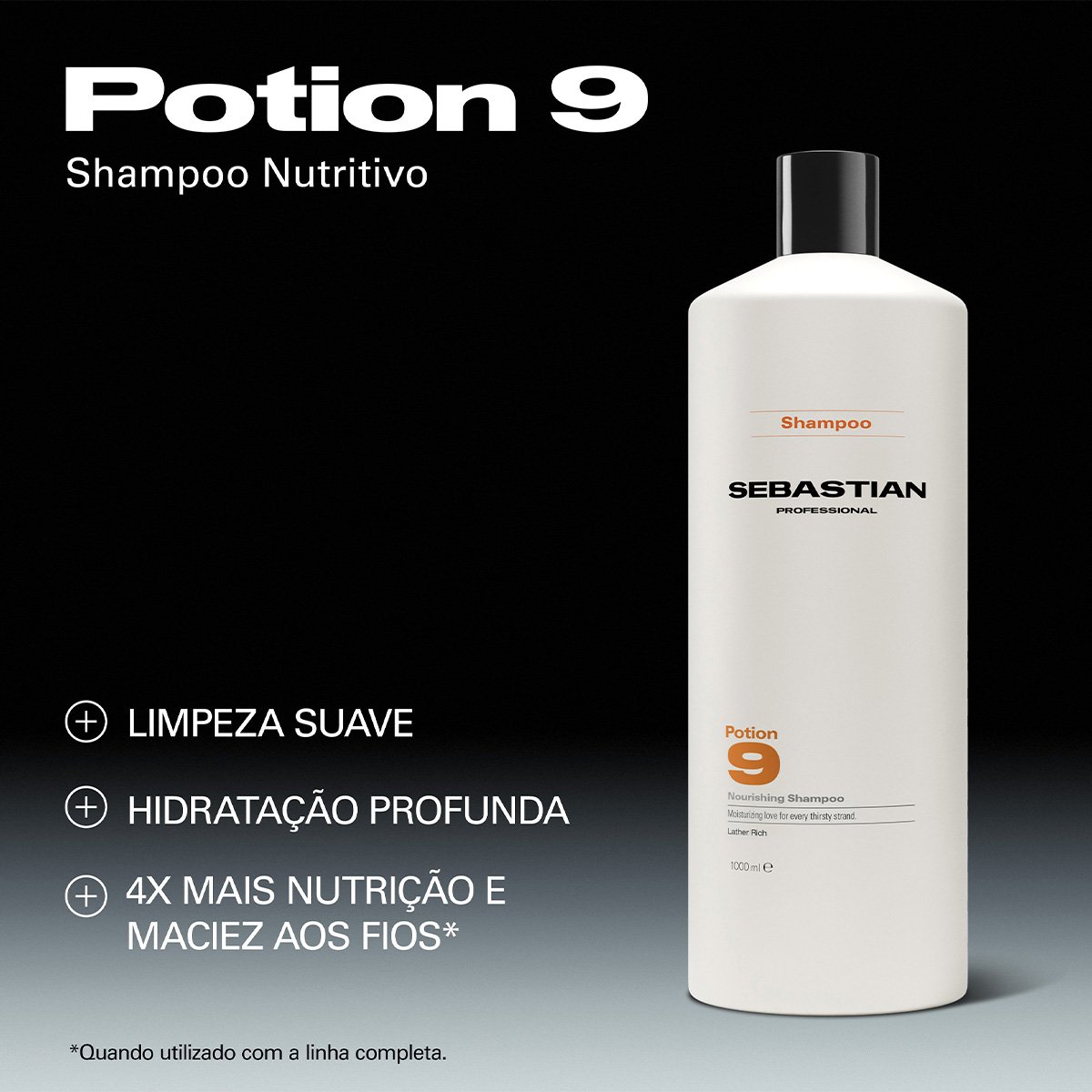 Kit Sebastian Professional Potion 9 - Shampoo Condicionador Litro e Drops (3 produtos) ÚNICO 2