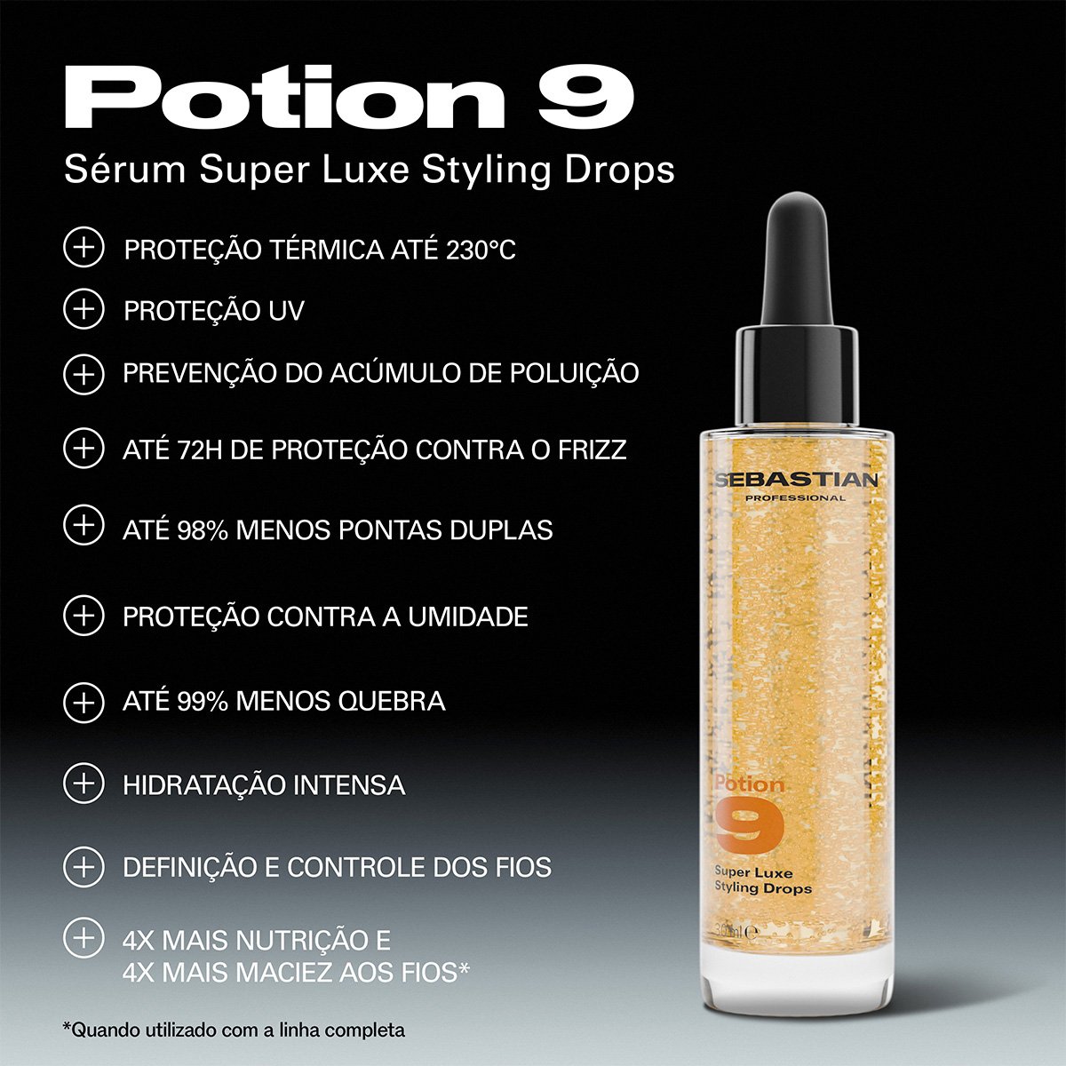 Kit Sebastian Professional Potion 9 - Shampoo Condicionador e Drops (3 produtos) ÚNICO 4