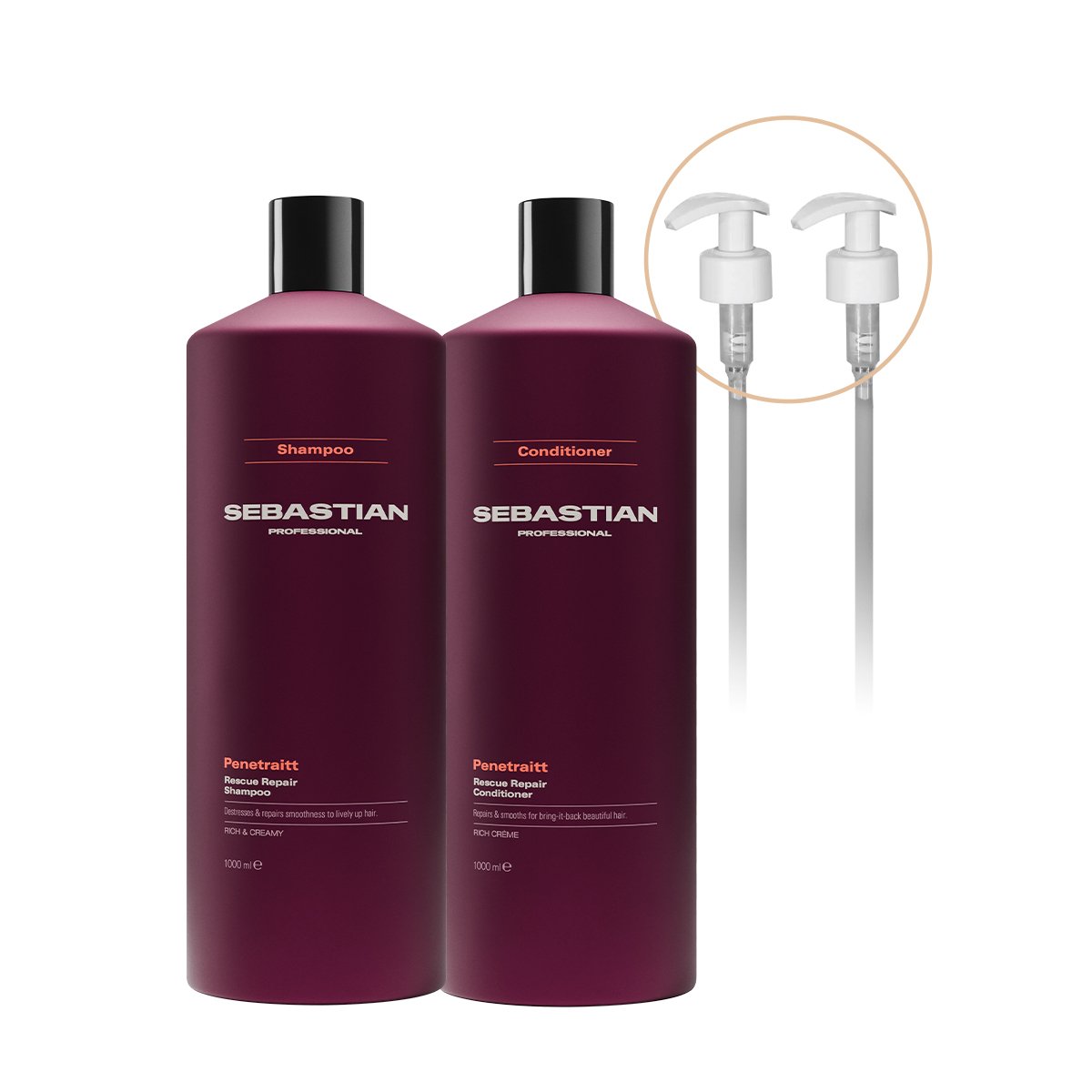 Kit Sebastian Professional Penetraitt - Shampoo Condicionador Litro e Valvula (4 produtos)