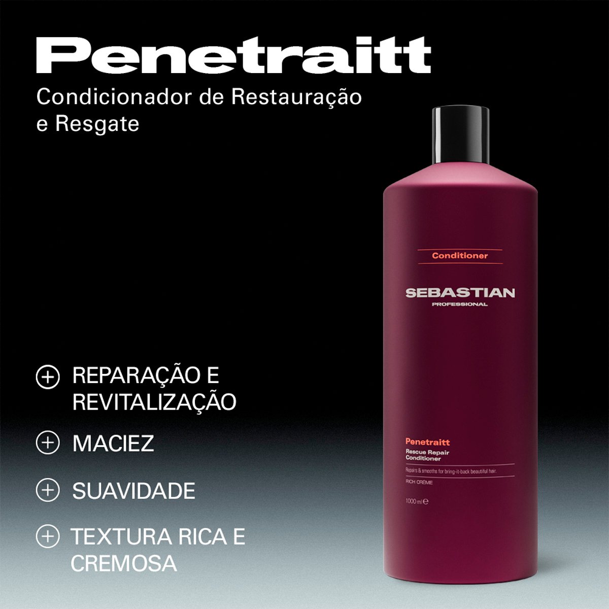 Kit Sebastian Professional Penetraitt - Shampoo Condicionador Litro e Valvula (4 produtos) ÚNICO 4