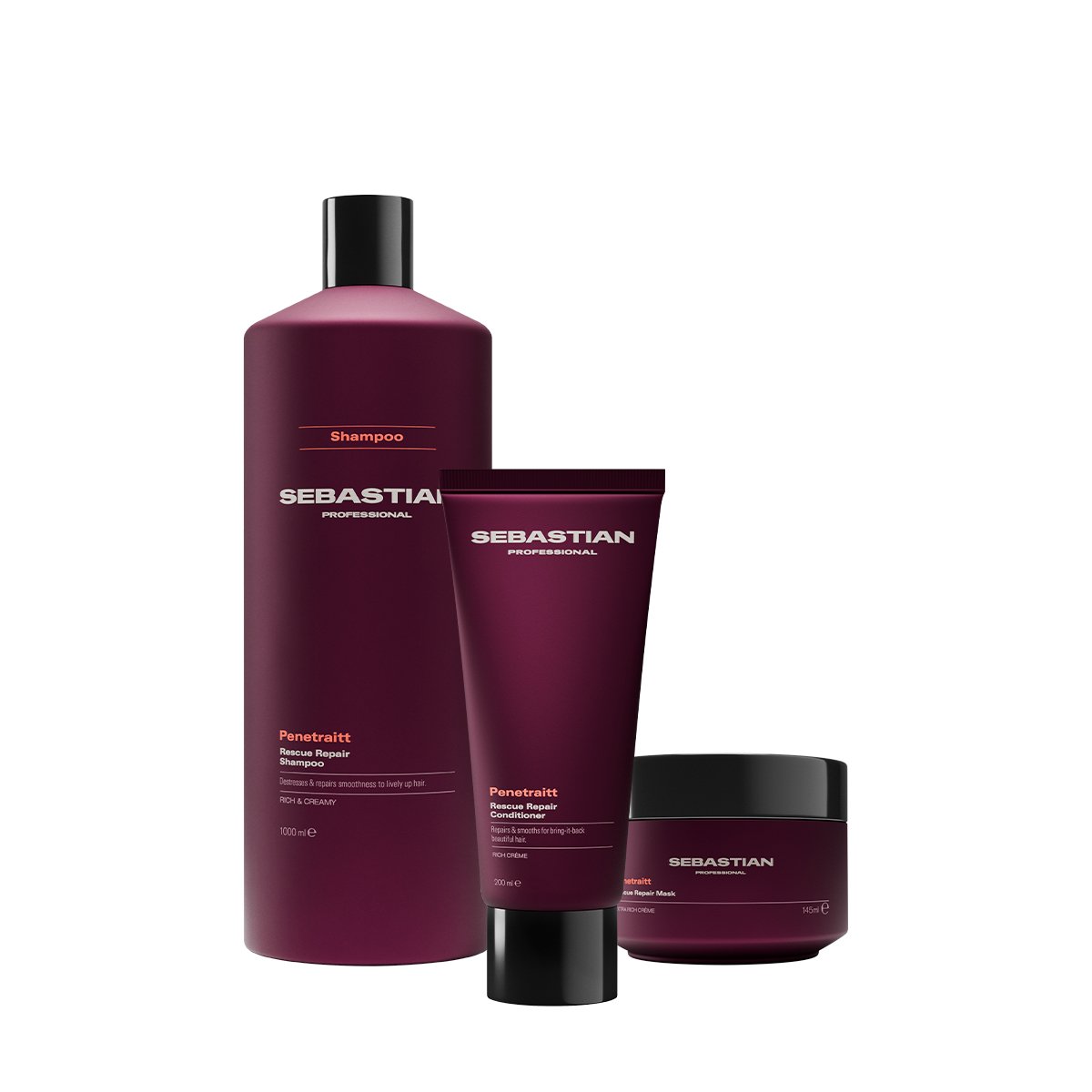 Kit Sebastian Professional Penetraitt - Shampoo Litro Condicionador e Mask (3 produtos)