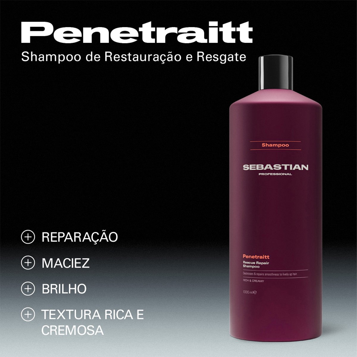 Kit Sebastian Professional Penetraitt - Shampoo Litro Condicionador e Mask (3 produtos) ÚNICO 2