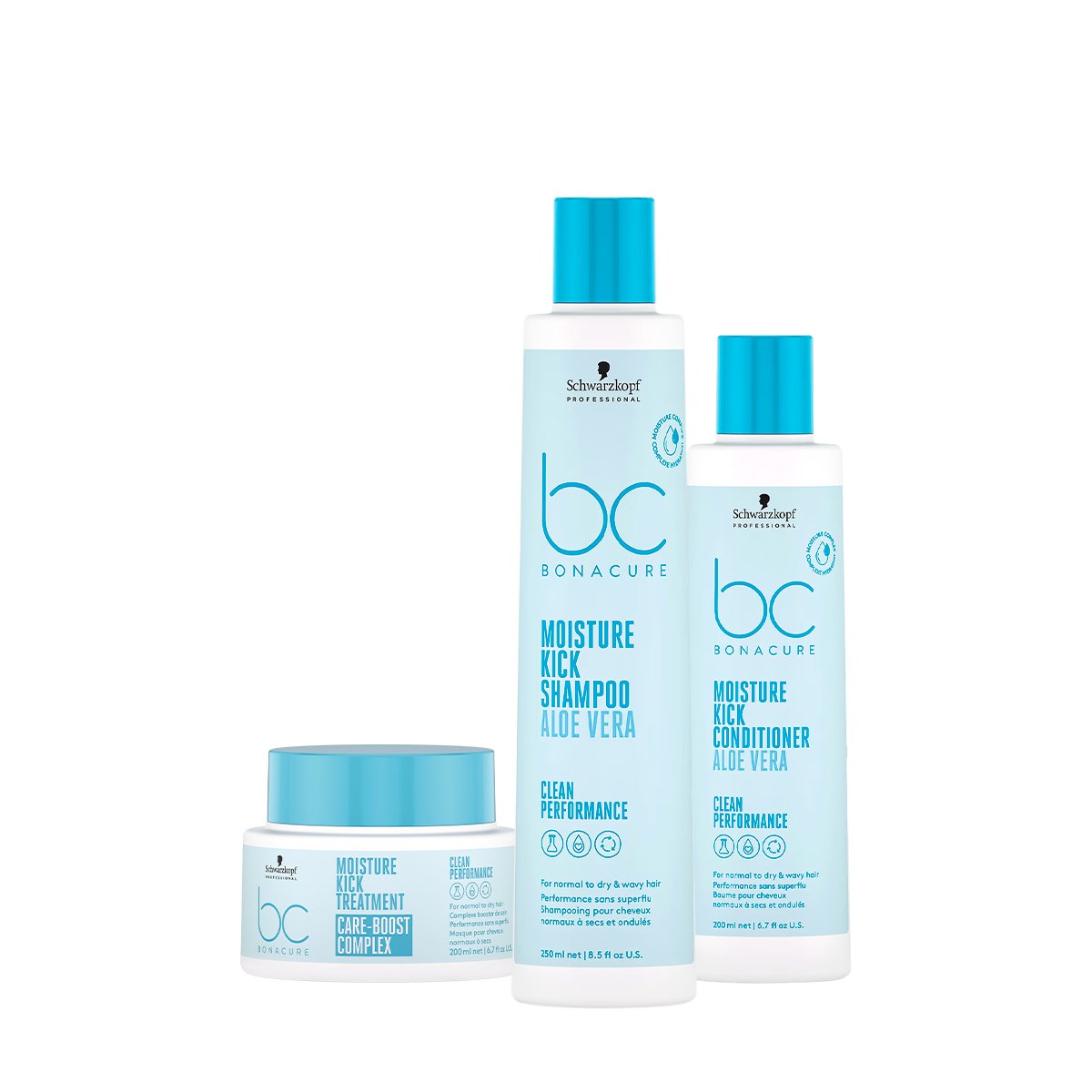 Kit Schwarzkopf Professional BC Bonacure Moisture Kick - Shampoo Condicionador e Mask (3 produtos)