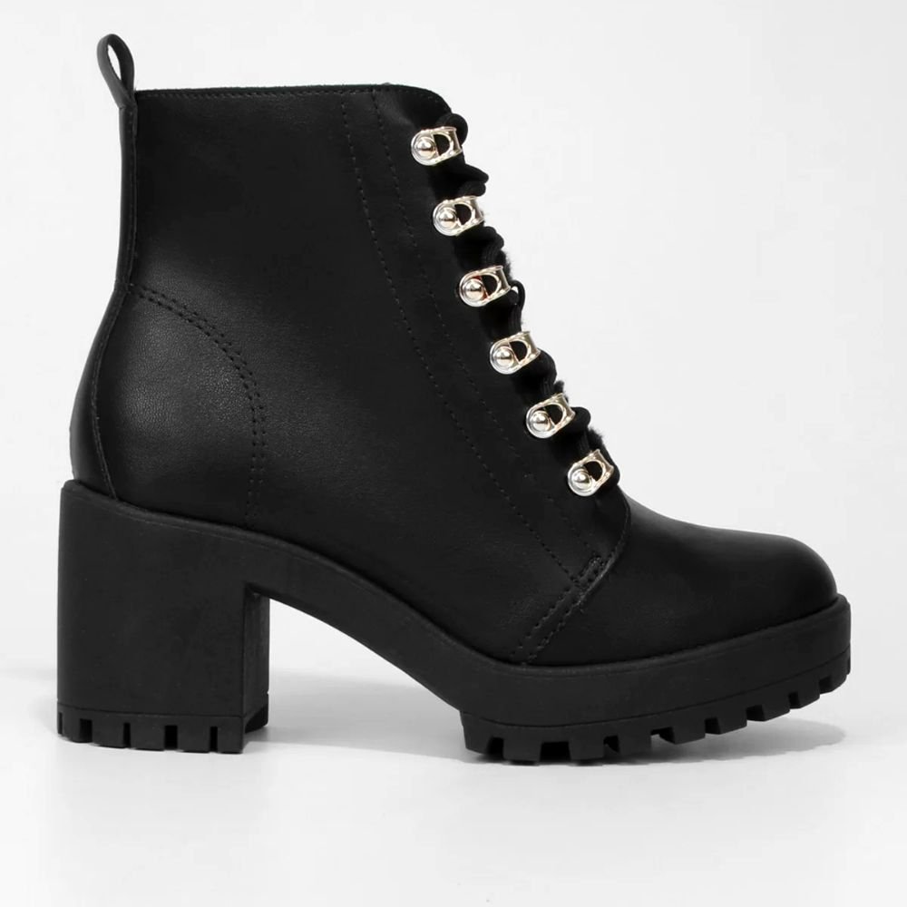 Bota Coturno Ramarim Cano Médio Feminina - Preto Preto 2