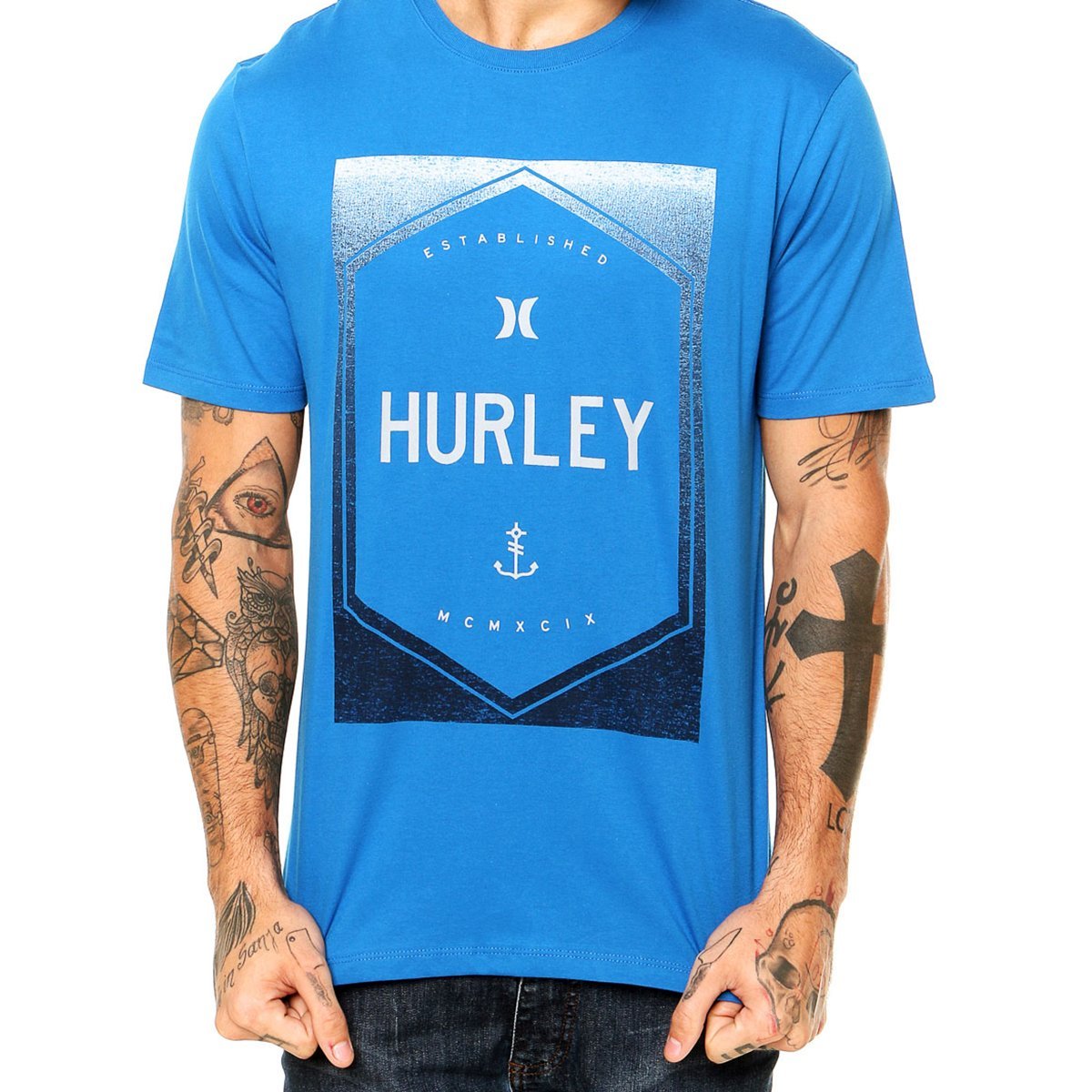 Camiseta Hurley Knocked Out Masculina - Azul